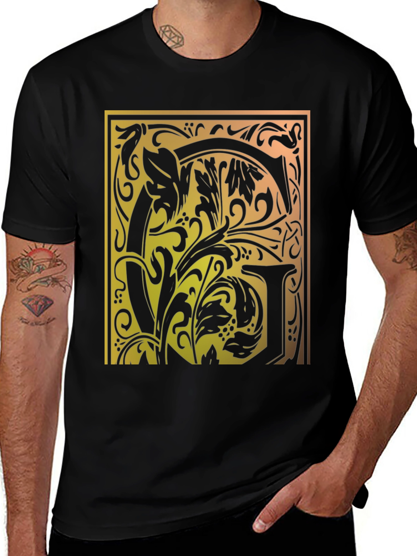 Variant 10 of Ornate Letter G Graphic Tee