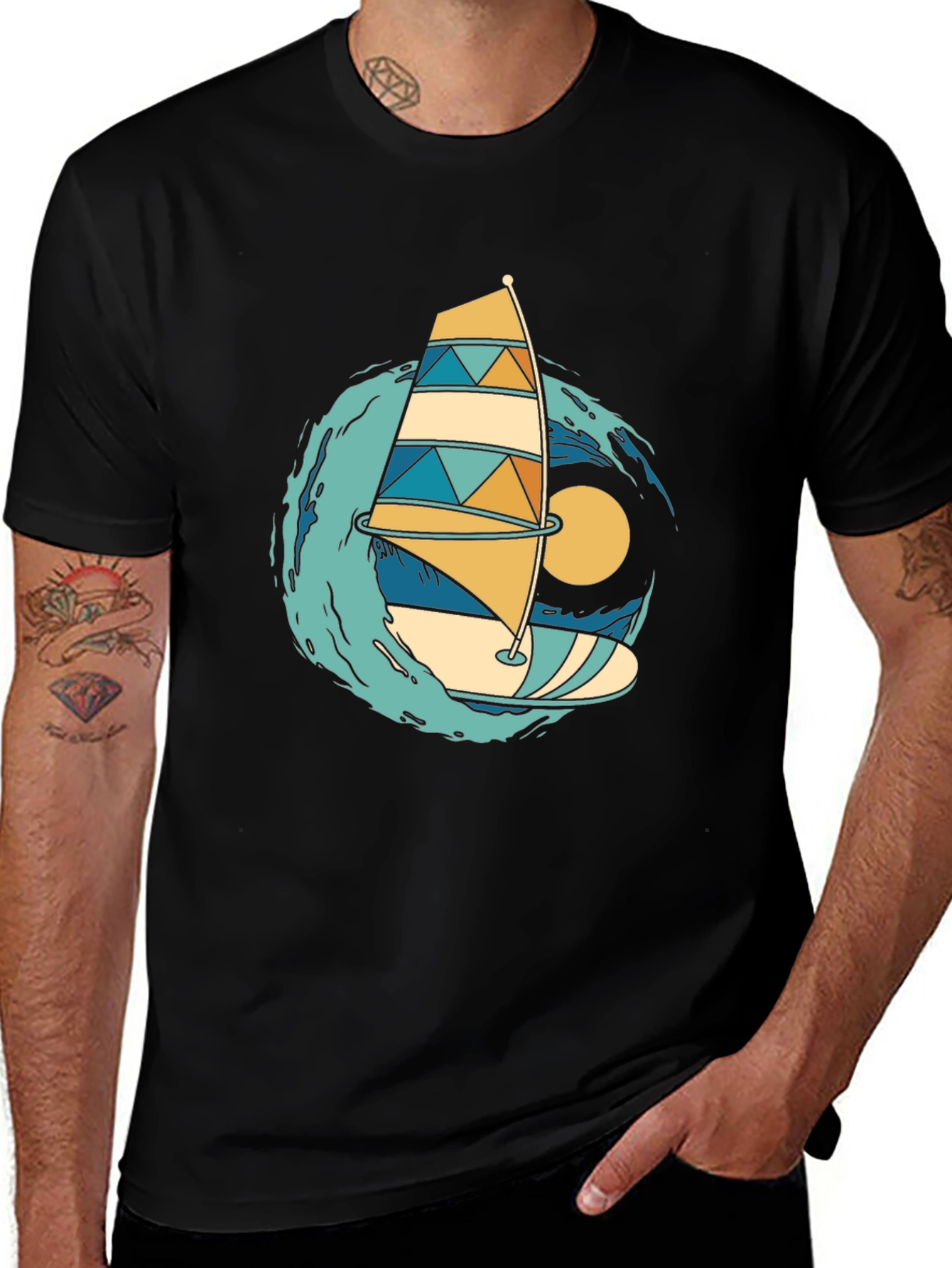 Variant 4 of Windsurfing Wave Graphic Tee