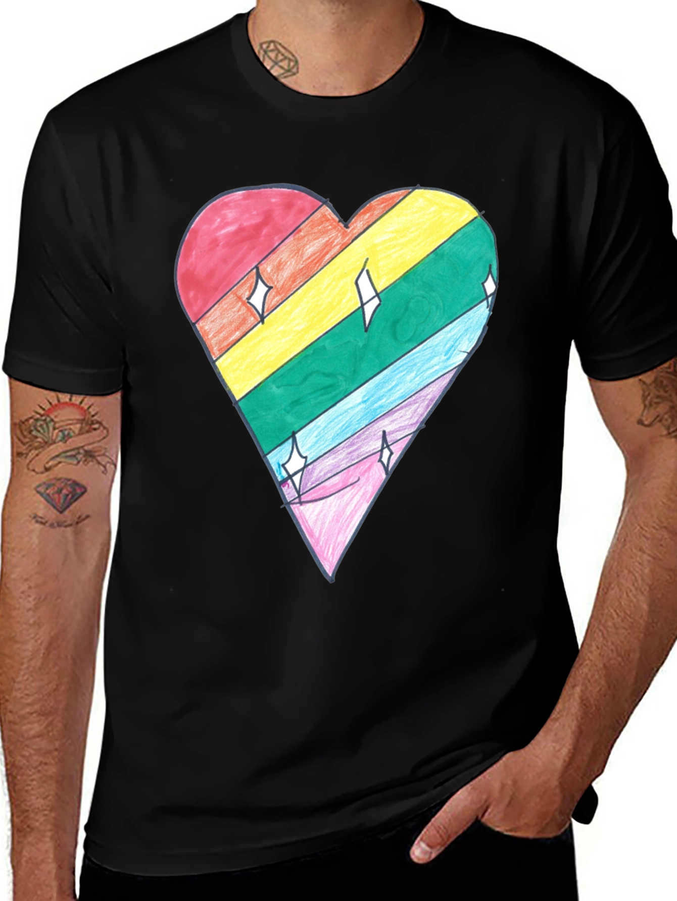 Variant 20 of Rainbow Heart Graphic Tee - Colorful Pride Shirt