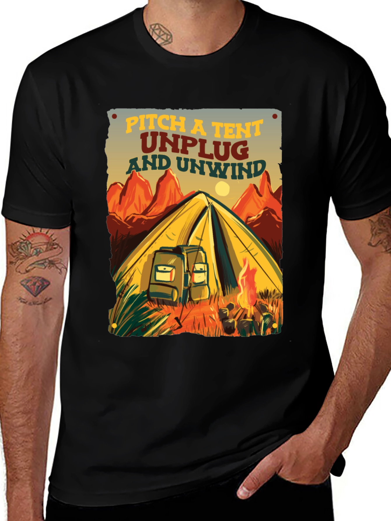 Variant 24 of Camping Adventure Graphic Tee - Pitch a Tent, Unplug & Unwind
