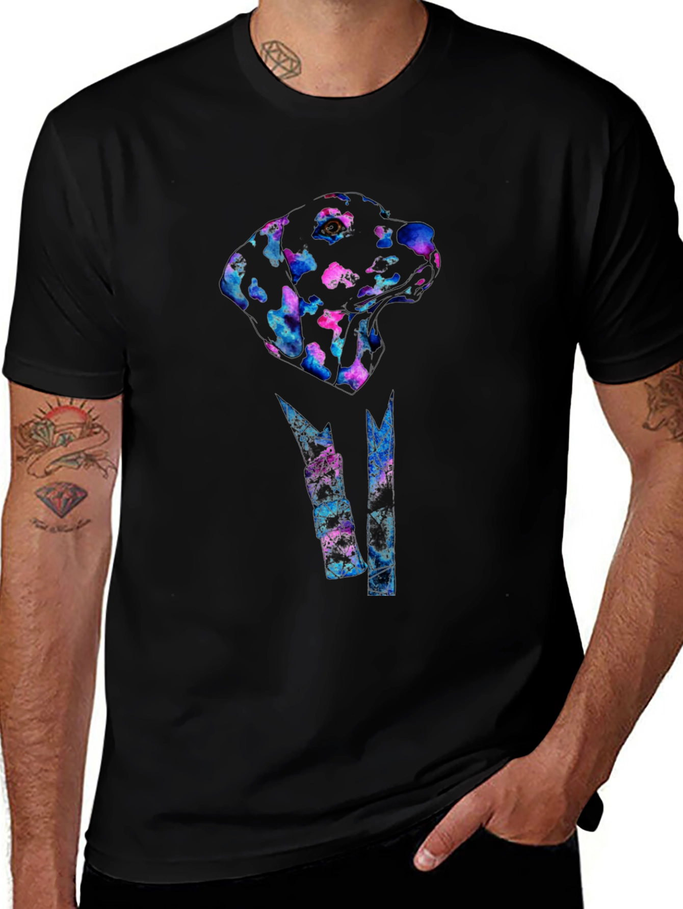 Variant 2 of Abstract Dog Print Black T-Shirt