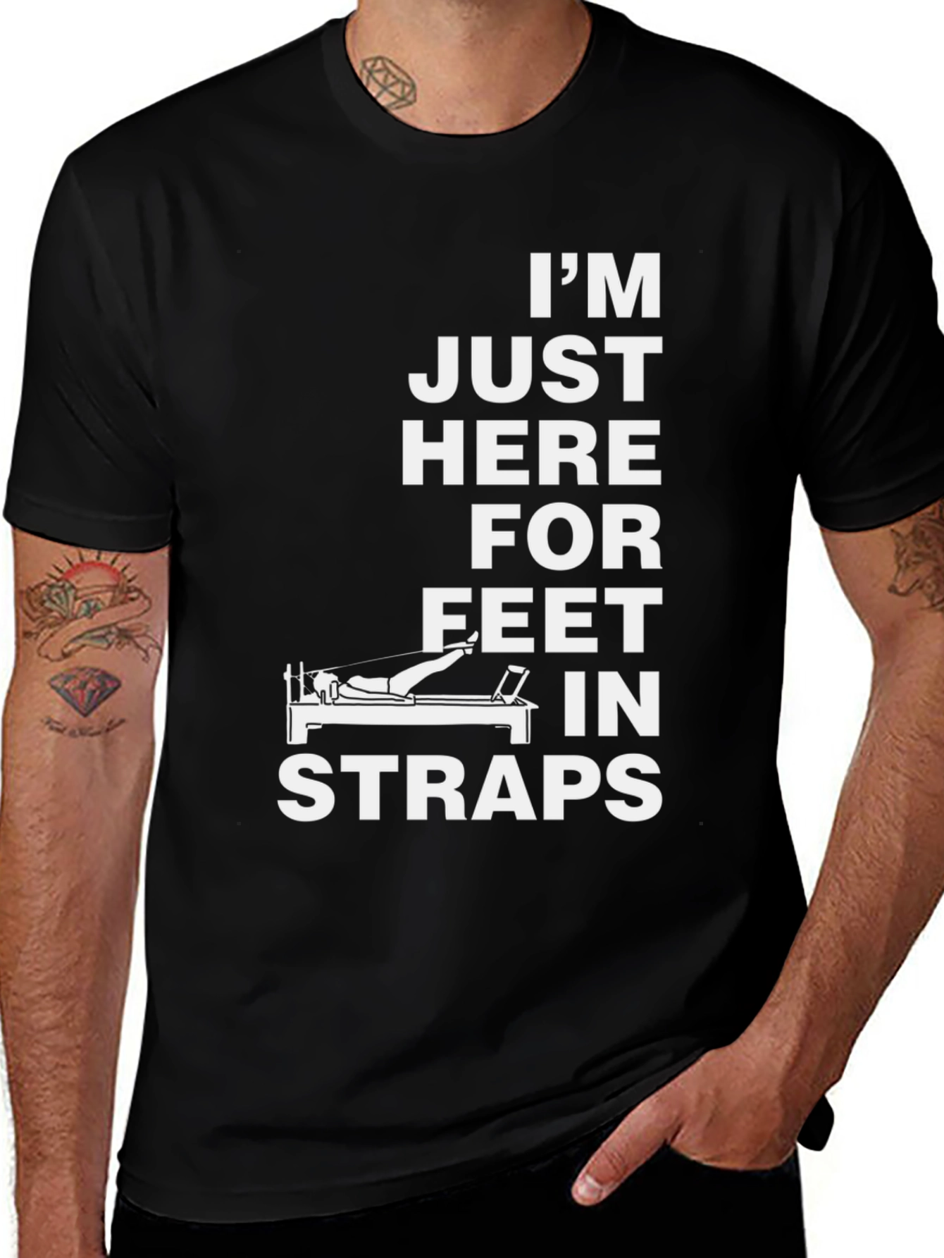 Pilates Humor T-Shirt: Feet in Straps Graphic Tee