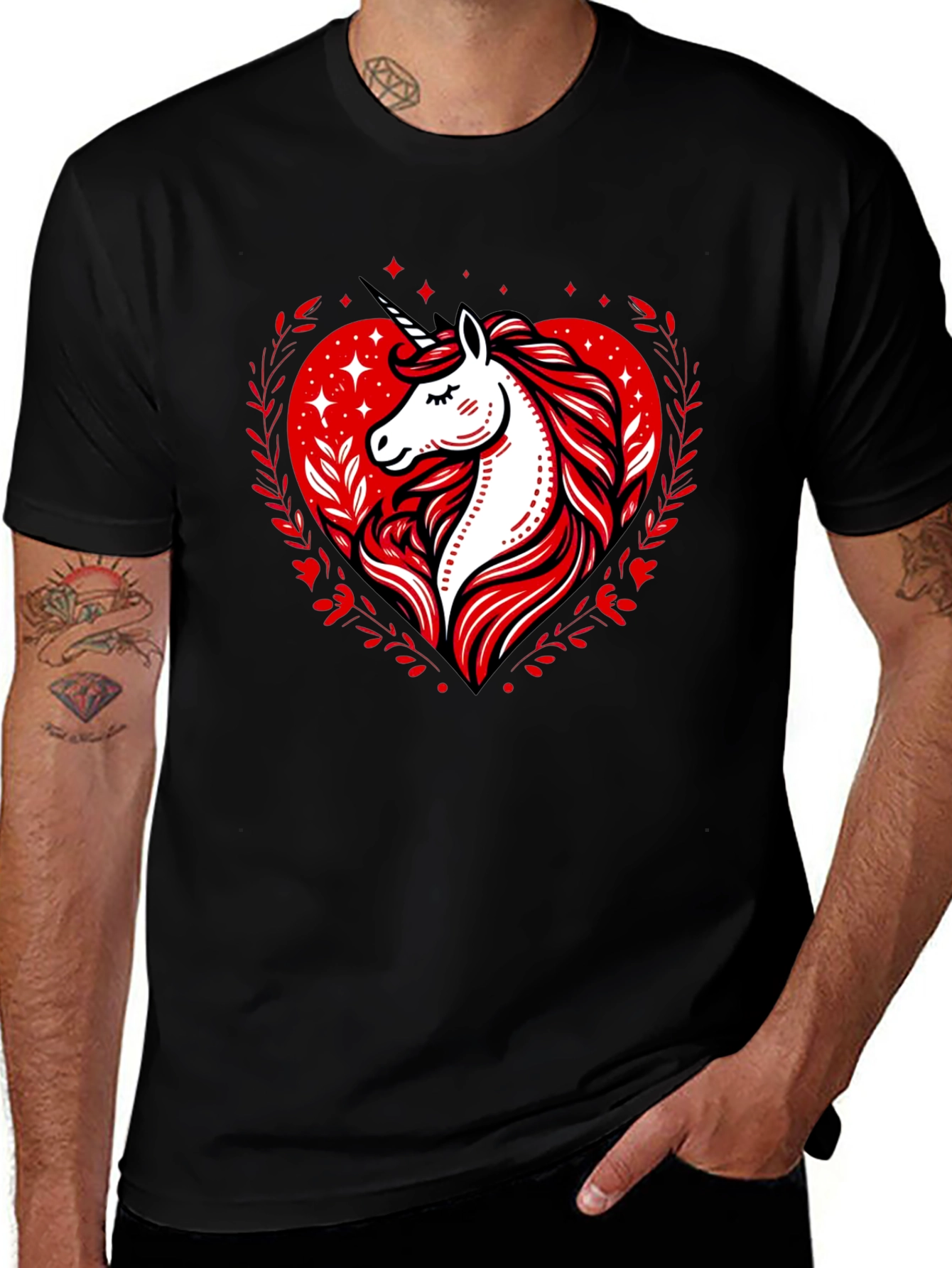 Variant 21 of Unicorn Heart Graphic Tee - Black