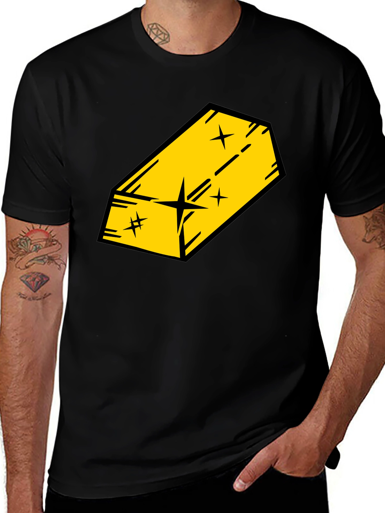 Variant 2 of Gold Bar Graphic Black T-Shirt