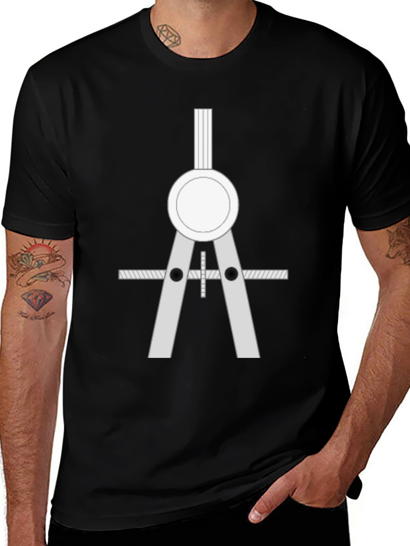Architect Compass Graphic Tee - Black Cotton Blend