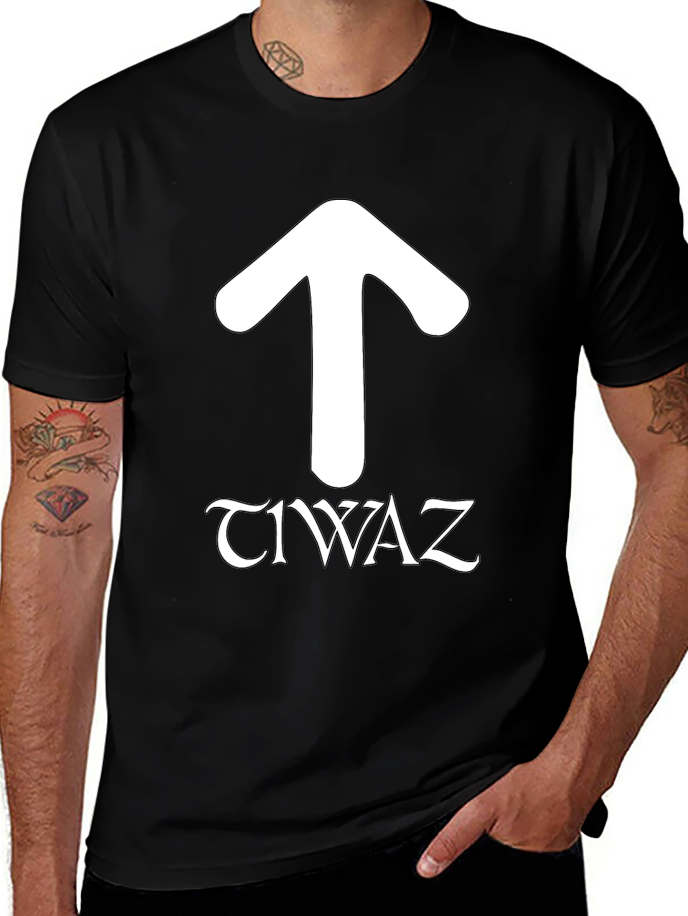 Tiwaz Rune T-Shirt - Norse Pagan Symbol Design