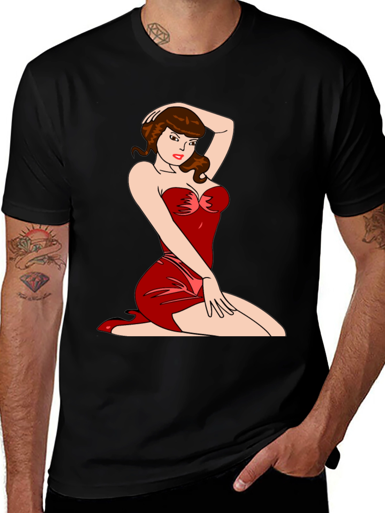 Variant 11 of Retro Pin-Up Girl Graphic Tee