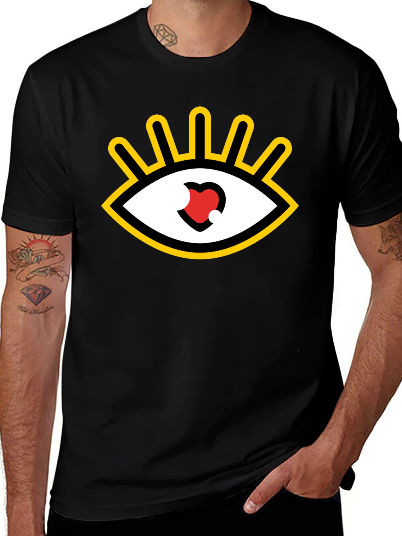 Variant 6 of Eye Heart Graphic Tee - Black Casual Shirt
