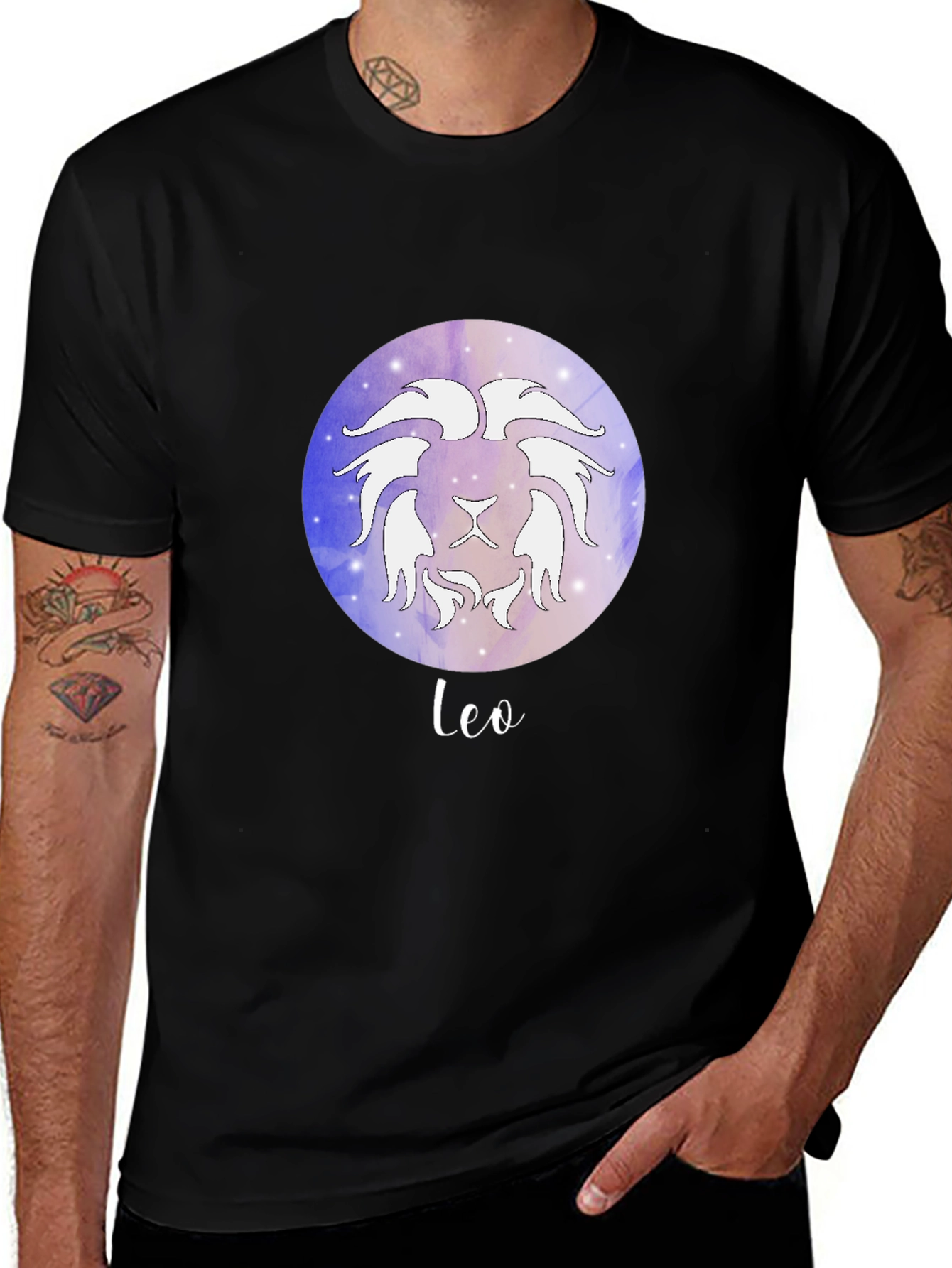 Variant 17 of Leo Zodiac Graphic Tee - Black Cotton Astrology T-Shirt