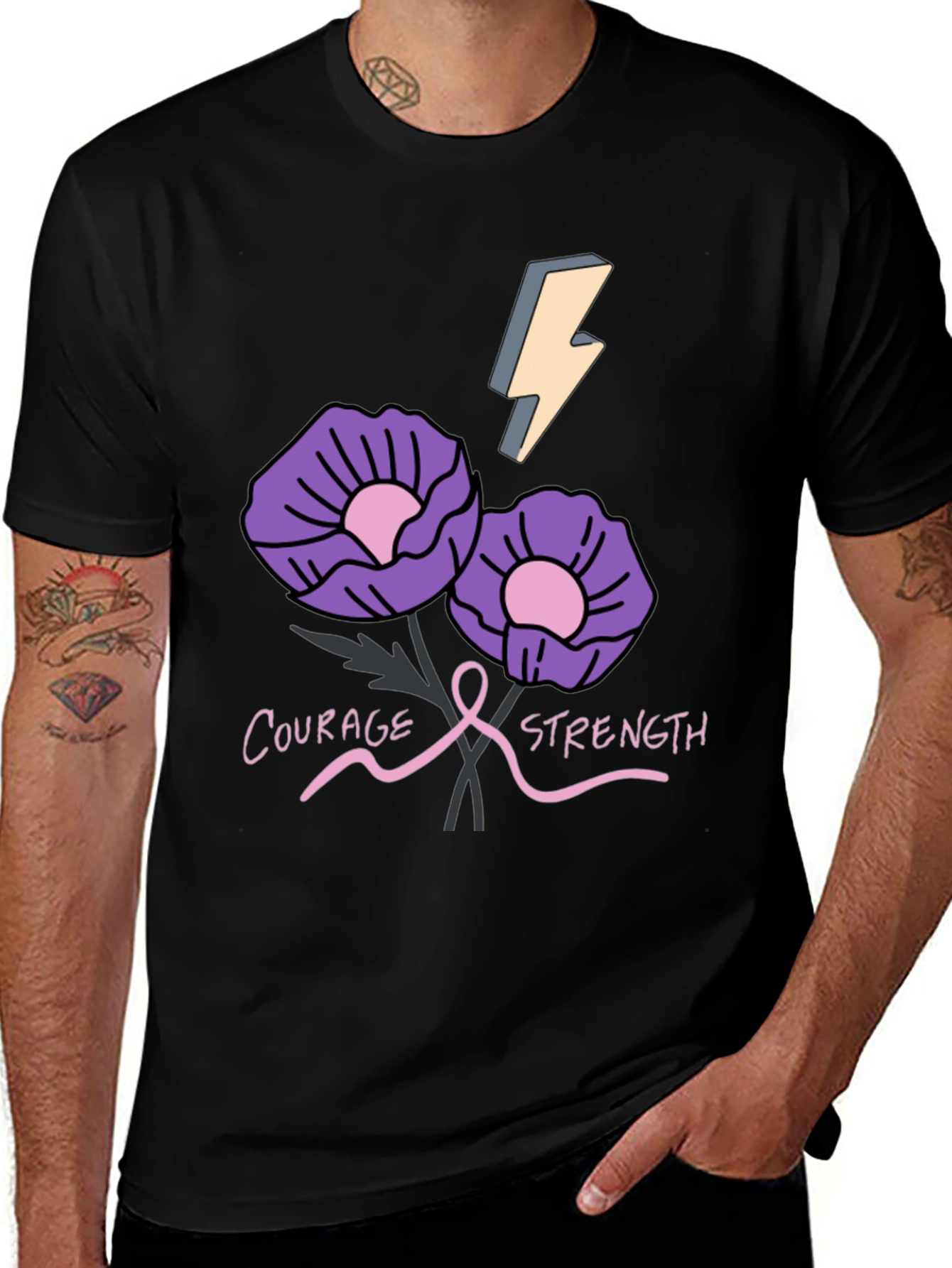 Variant 25 of Courage Strength Flower Graphic T-Shirt