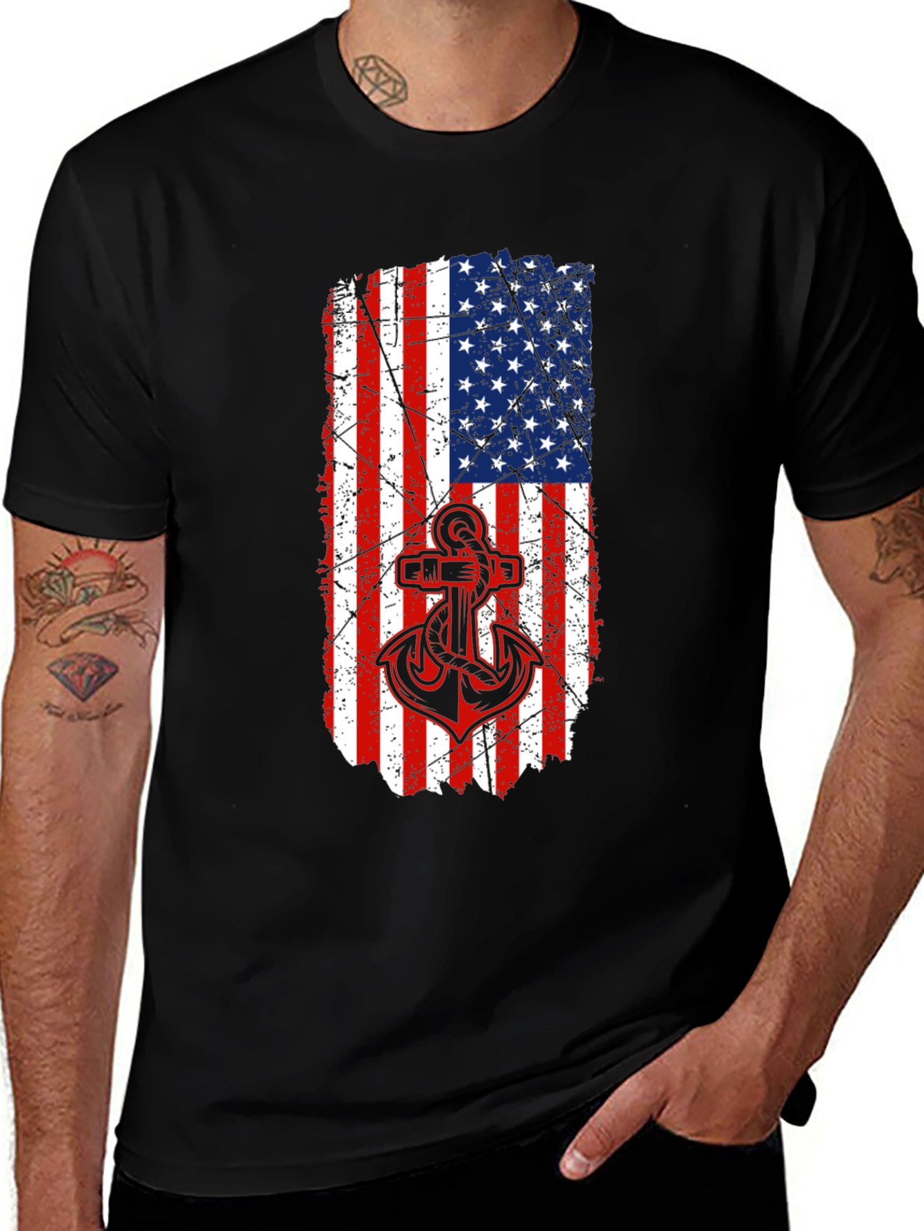 Variant 24 of American Flag Anchor Graphic T-Shirt