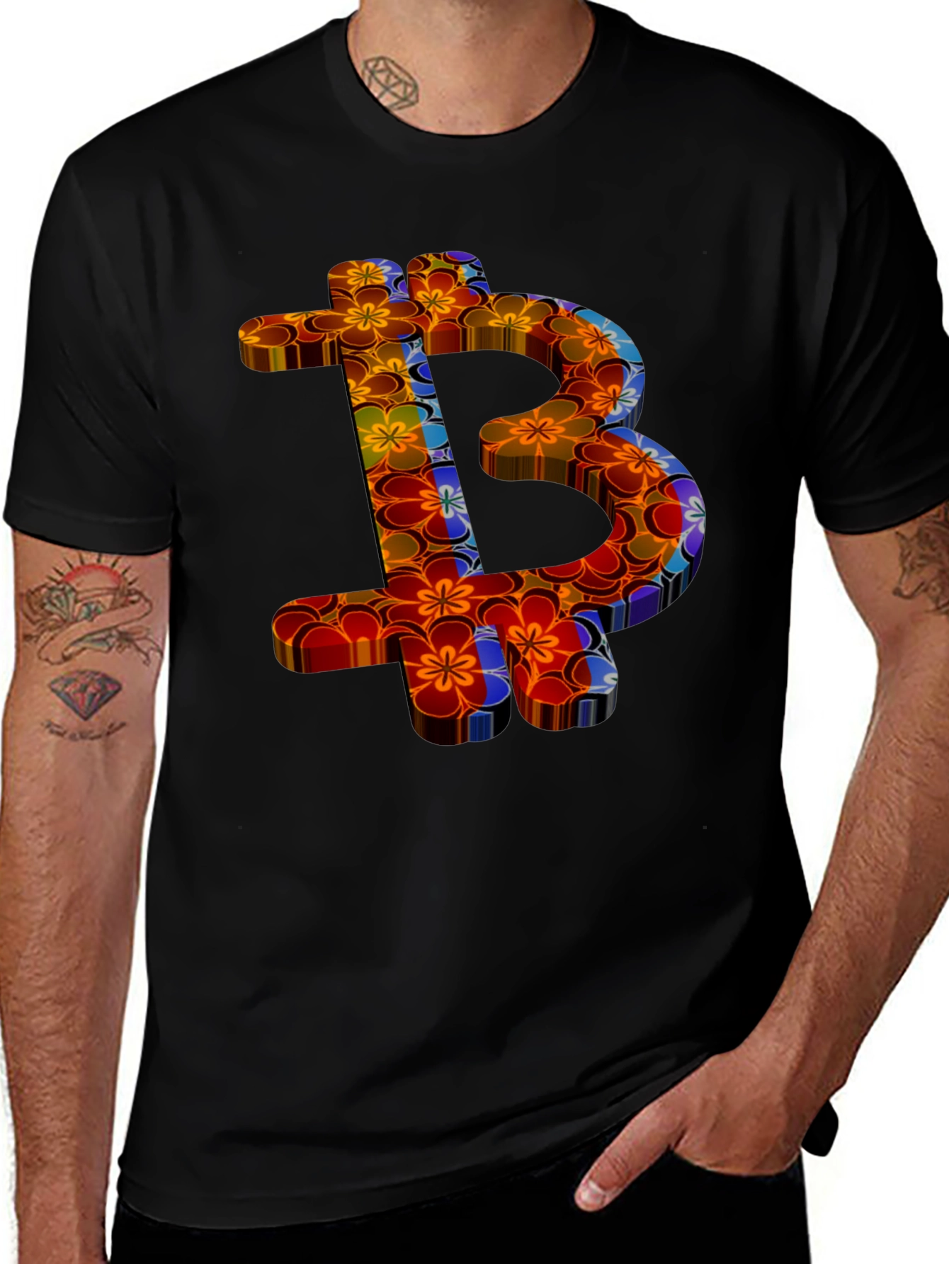 Floral Bitcoin Graphic Tee - Crypto Fashion
