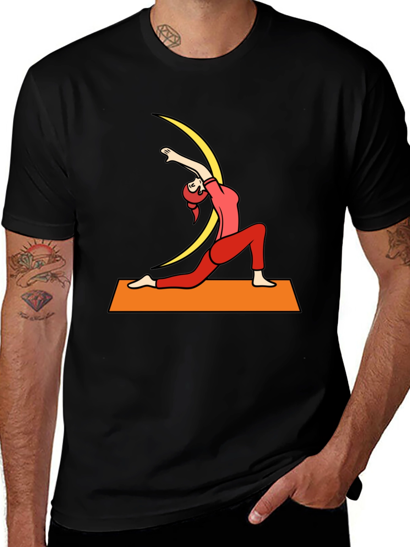 Variant 11 of Yoga Pose Graphic Tee - Men's Black T-Shirt