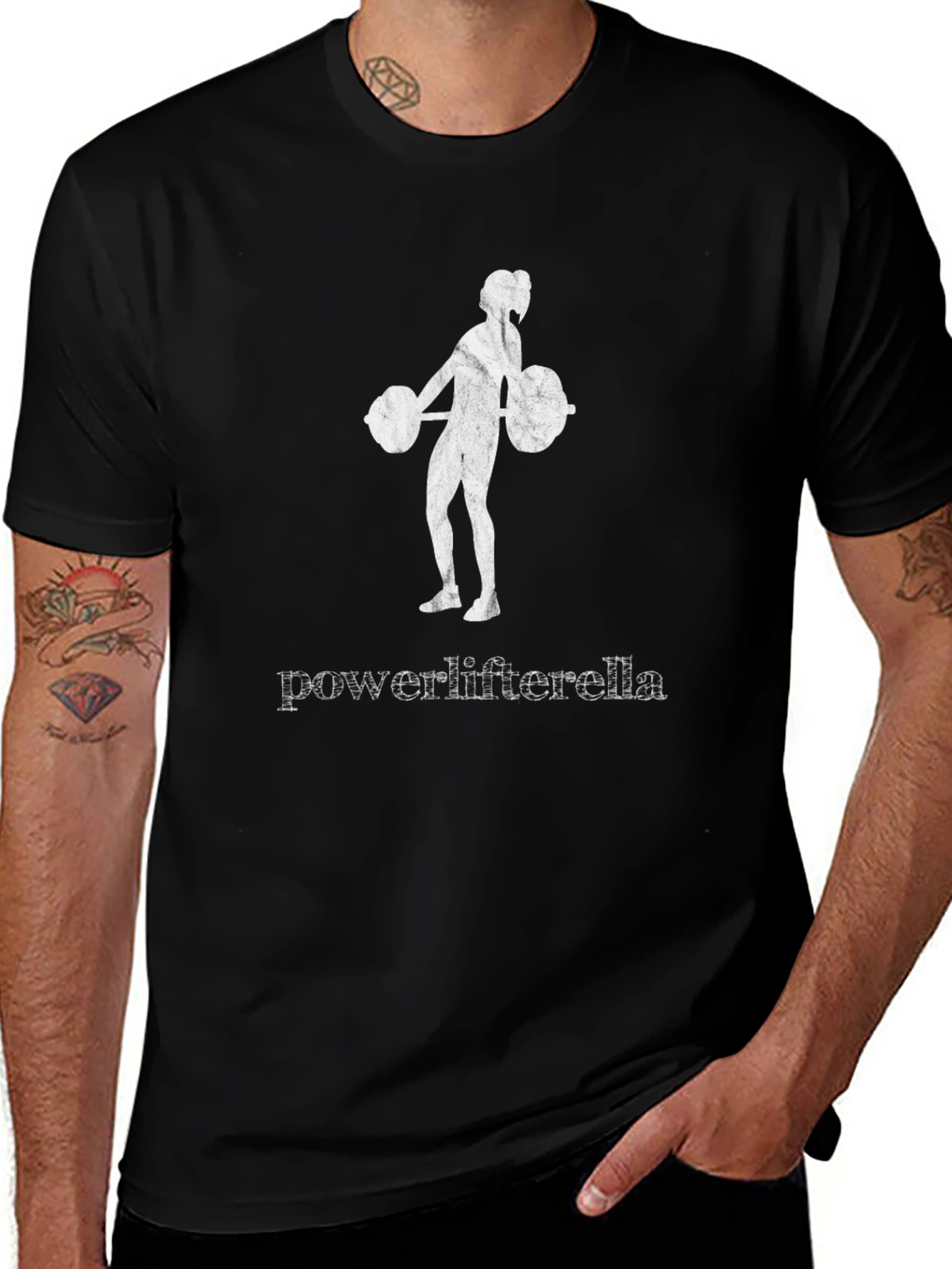 Powerlifterella Black T-Shirt - Strong Woman Design