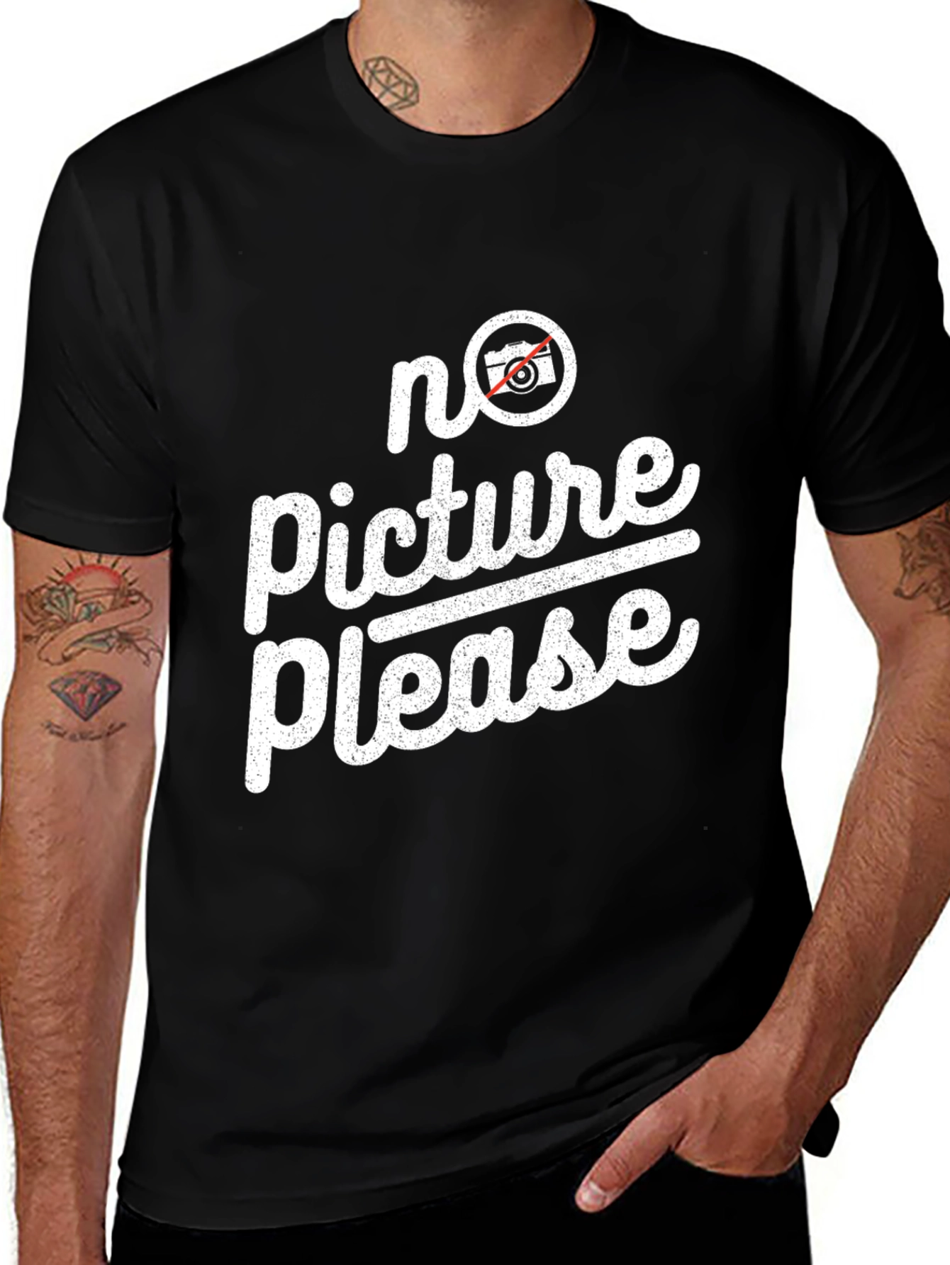Variant 5 of No Picture Please Graphic Tee - Trendy Anti-Paparazzi Shirt