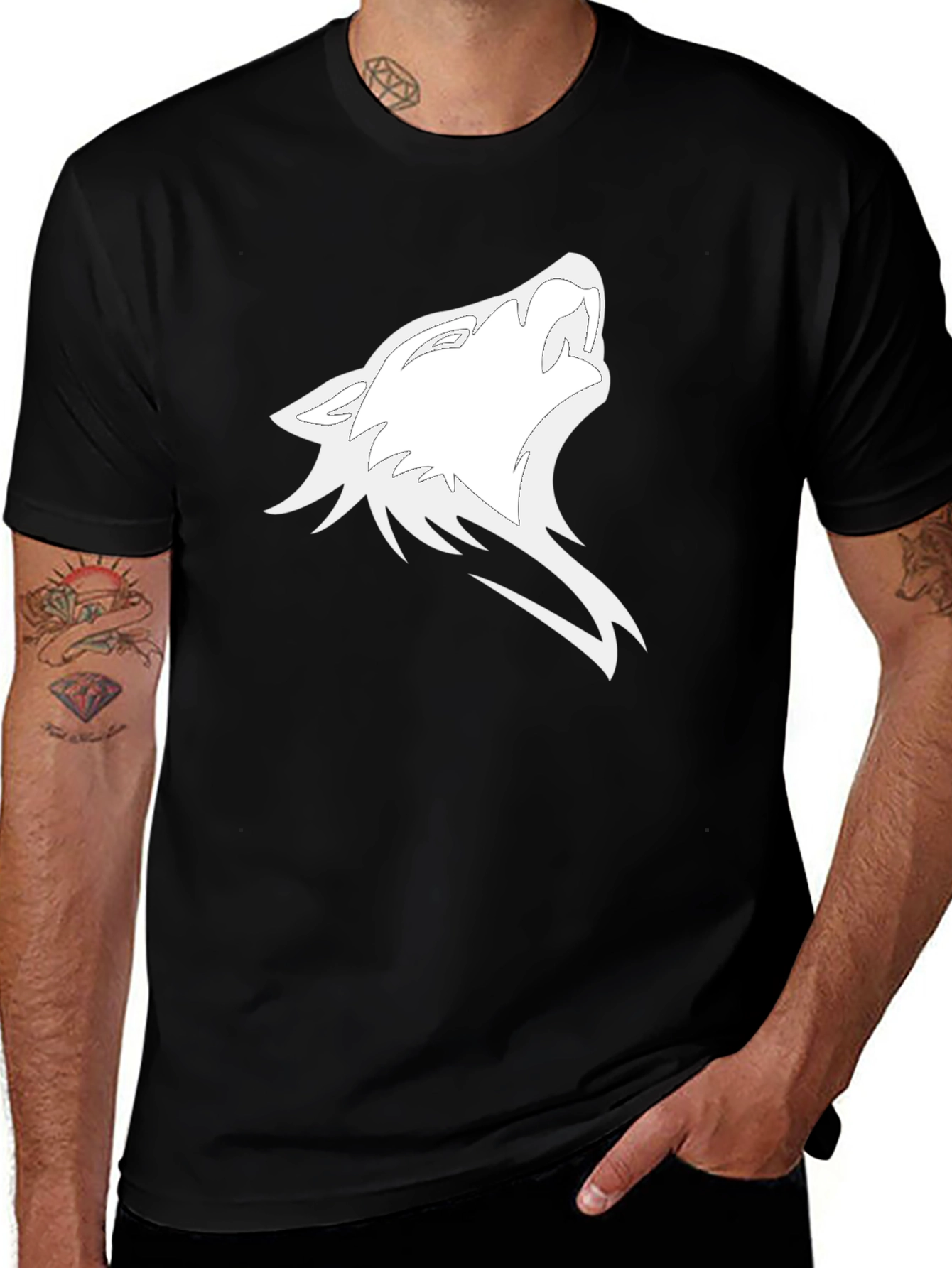 Variant 26 of Black Wolf Howl Graphic Tee - Men's Short Sleeve T-Shirt