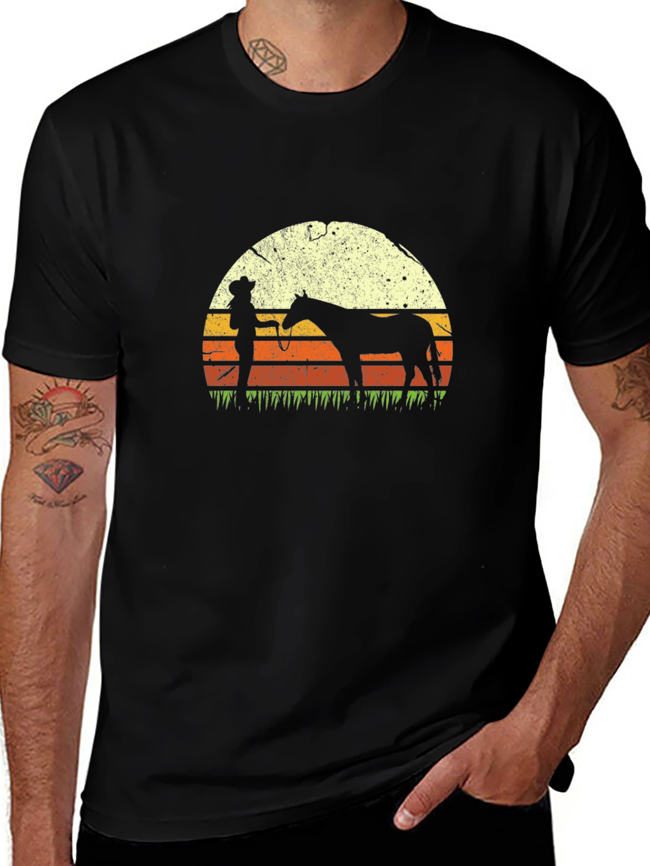 Variant 29 of Cowboy & Horse Sunset Graphic T-Shirt