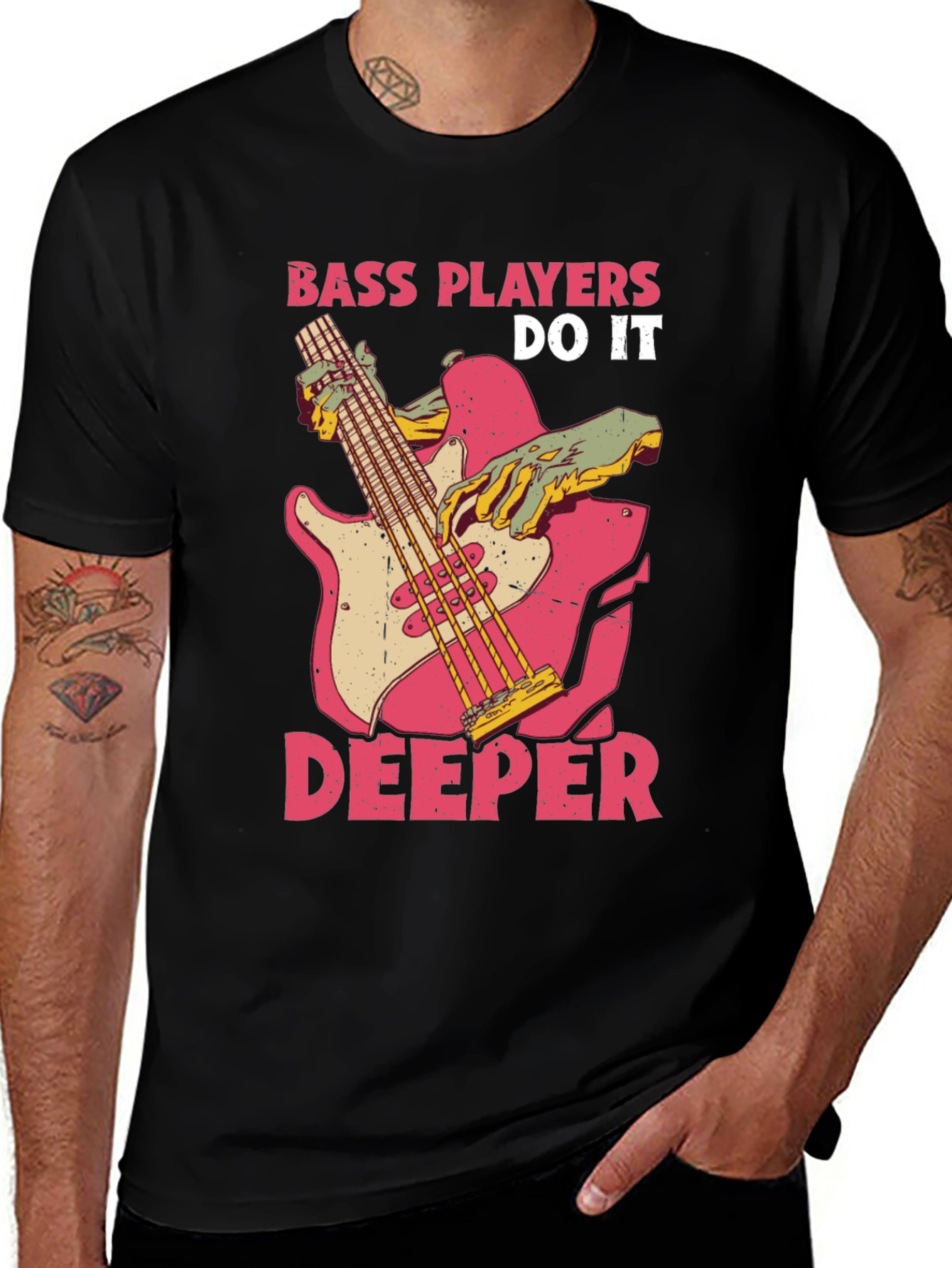 Variant 9 of Bass Players Do It Deeper Graphic T-Shirt