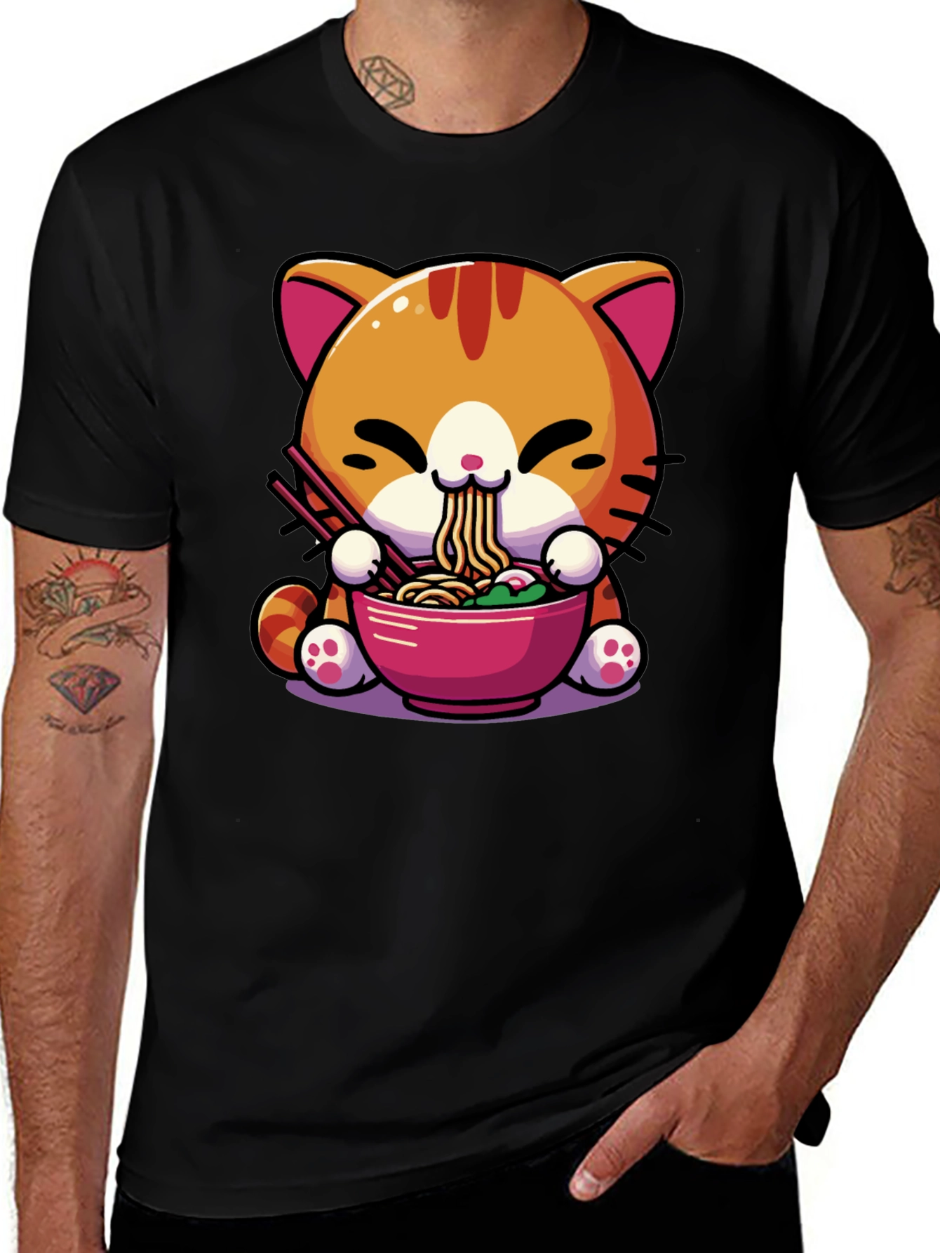 Variant 7 of Cute Cat Ramen T-Shirt - Kawaii Style!