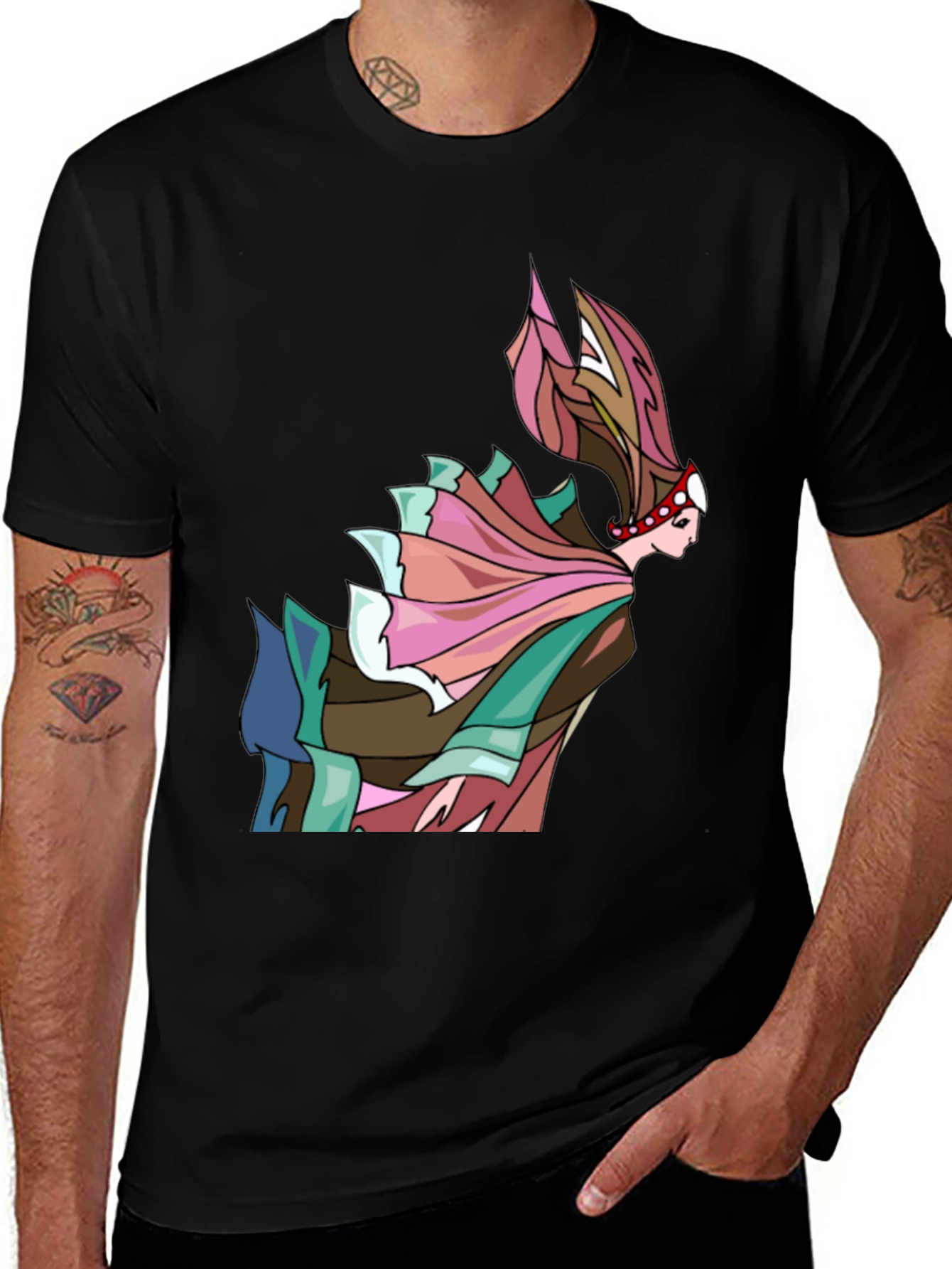 Variant 5 of Abstract Woman Graphic Tee - Artistic Black T-Shirt