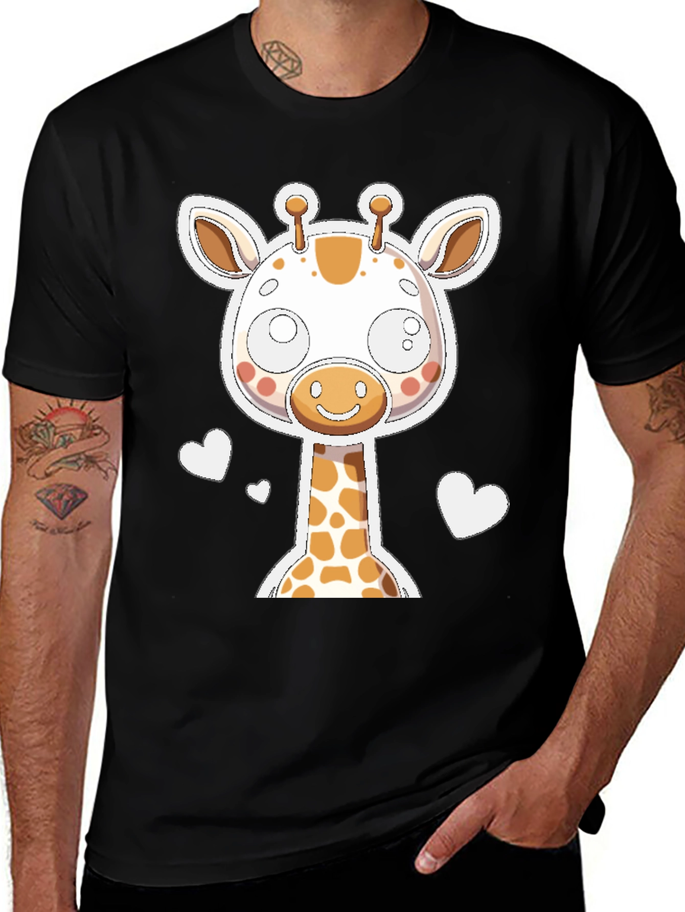 Variant 25 of Cute Giraffe Graphic Tee - Black Unisex T-Shirt