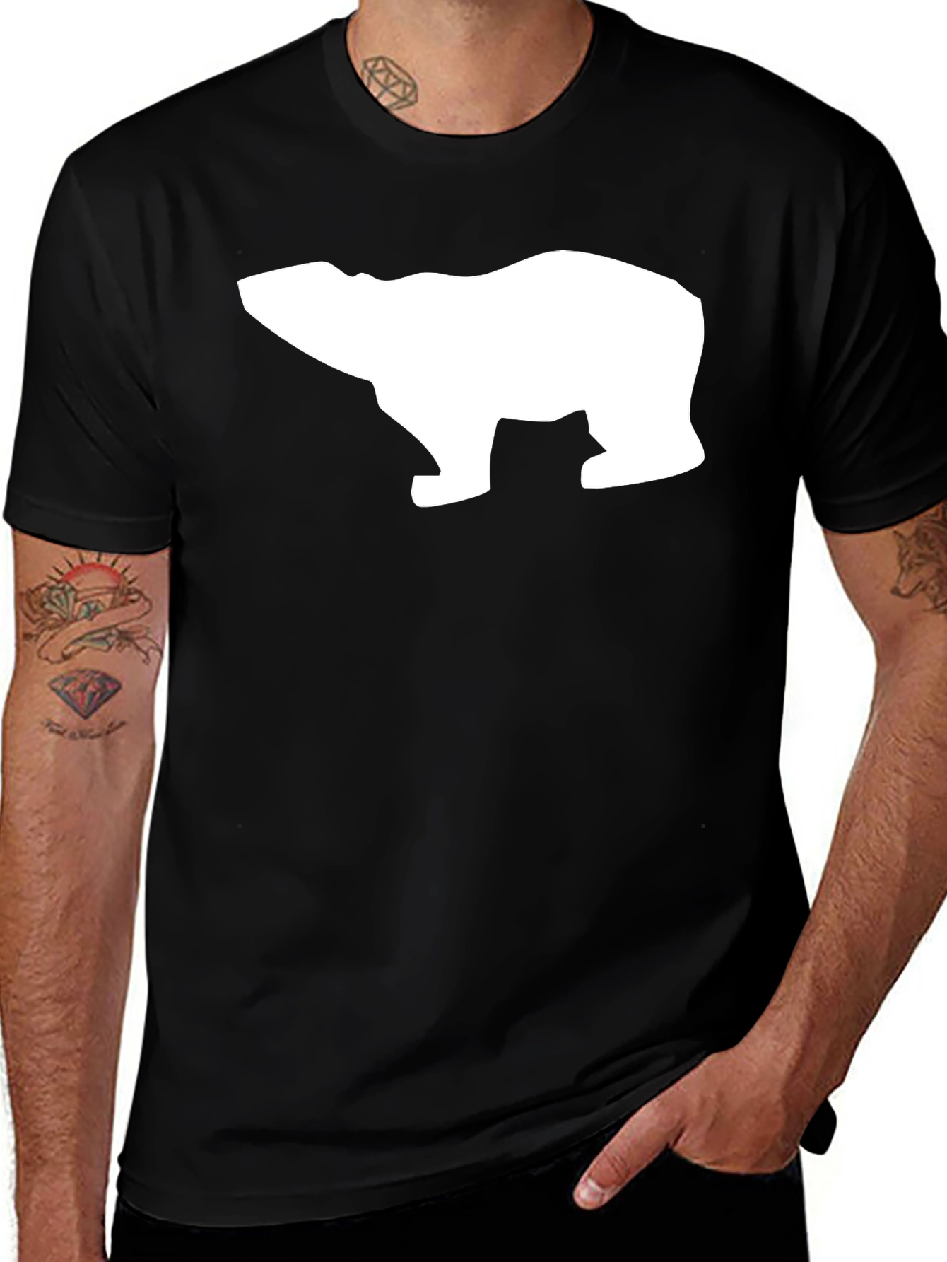 Variant 3 of Cool Polar Bear Graphic Tee - Black Cotton T-Shirt