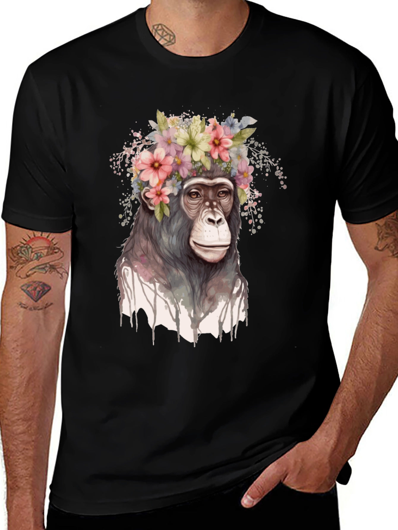 Variant 29 of Floral Crown Chimp Graphic Tee