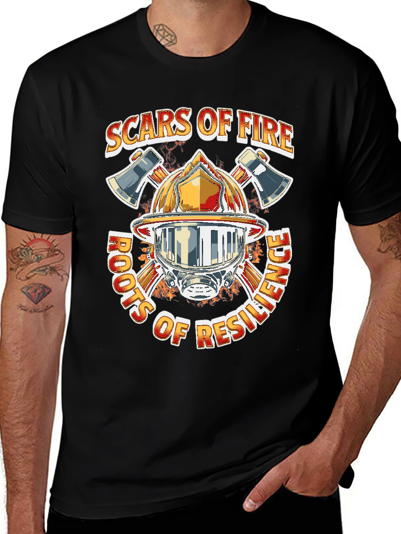 Variant 13 of Scars of Fire Resilience Firefighter Graphic T-Shirt