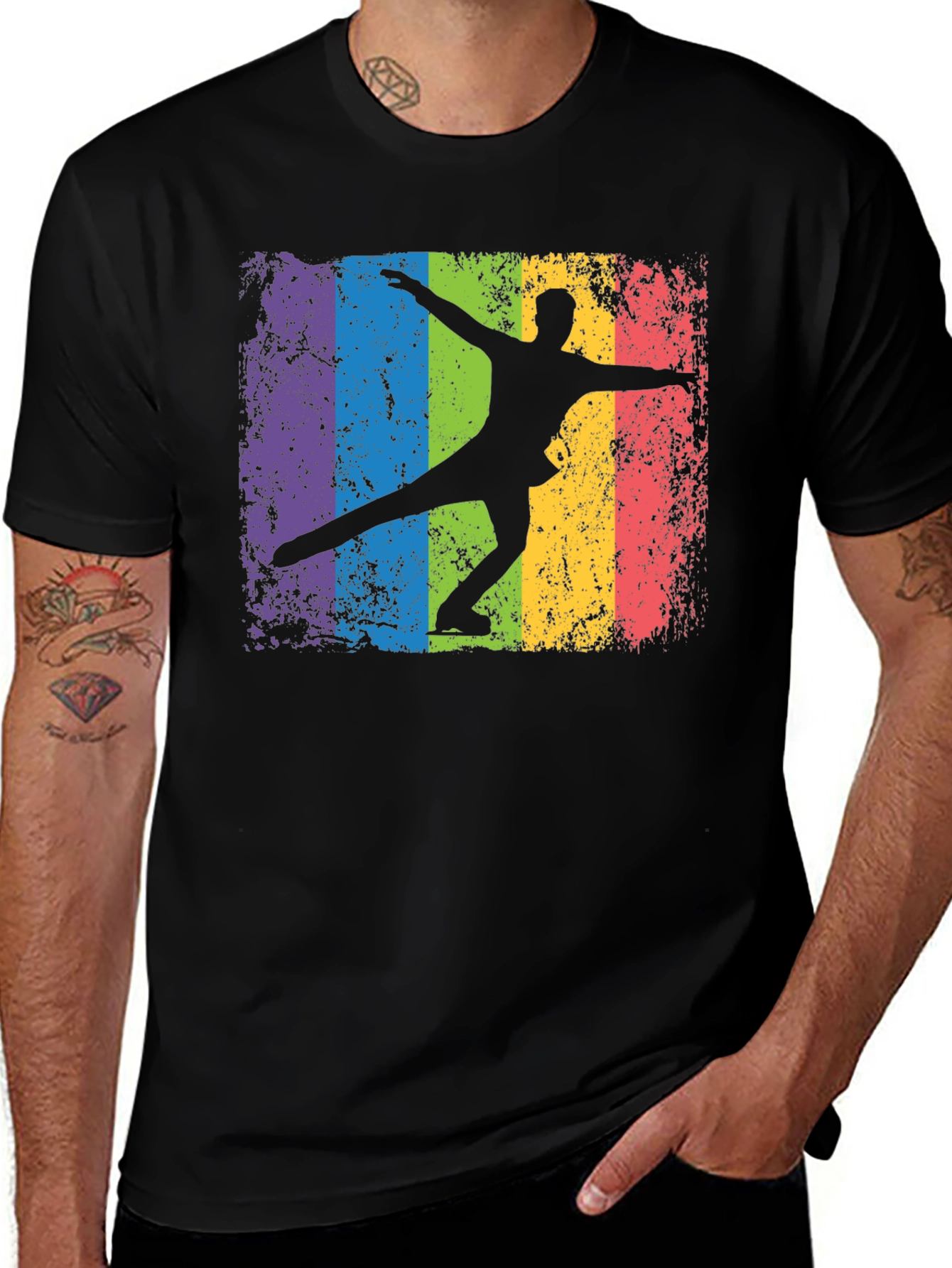 Variant 25 of Retro Rainbow Ice Skater Graphic T-Shirt
