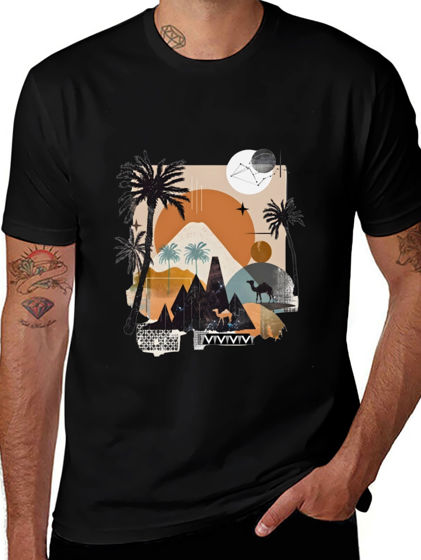 Variant 18 of Abstract Desert Graphic Print Black T-Shirt