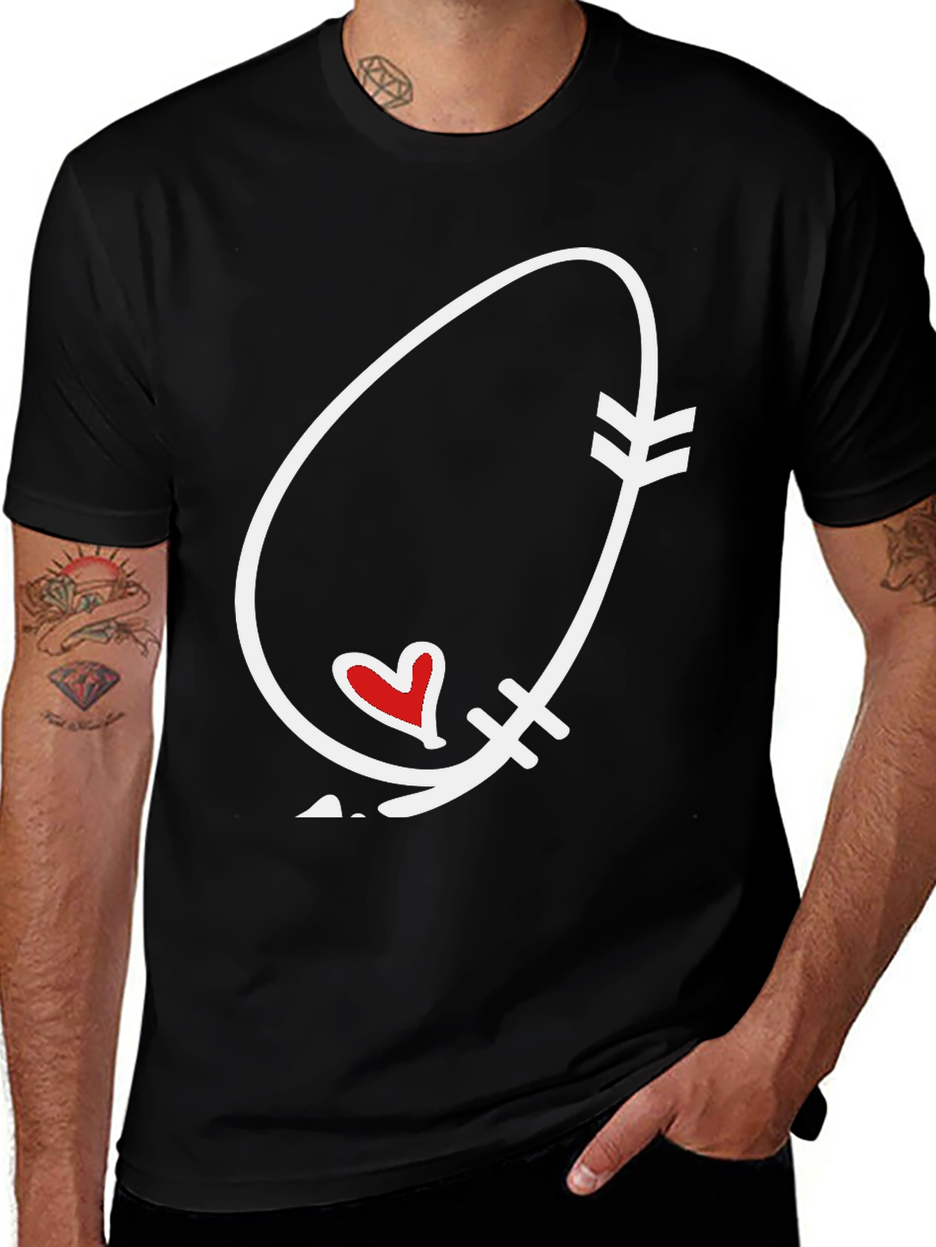 Variant 29 of Arrow Heart Graphic Tee - Black Unisex