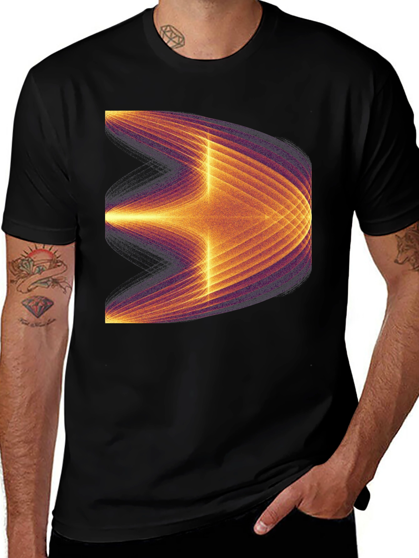 Black Abstract Graphic Tee - Modern Black T-Shirt main image