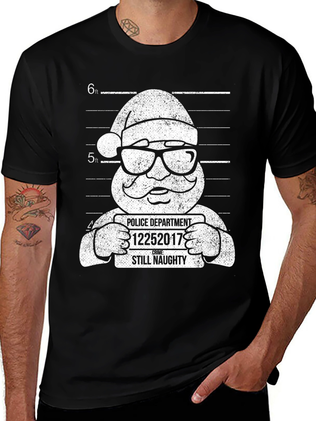 Naughty Santa Mugshot T-Shirt - Holiday Humor