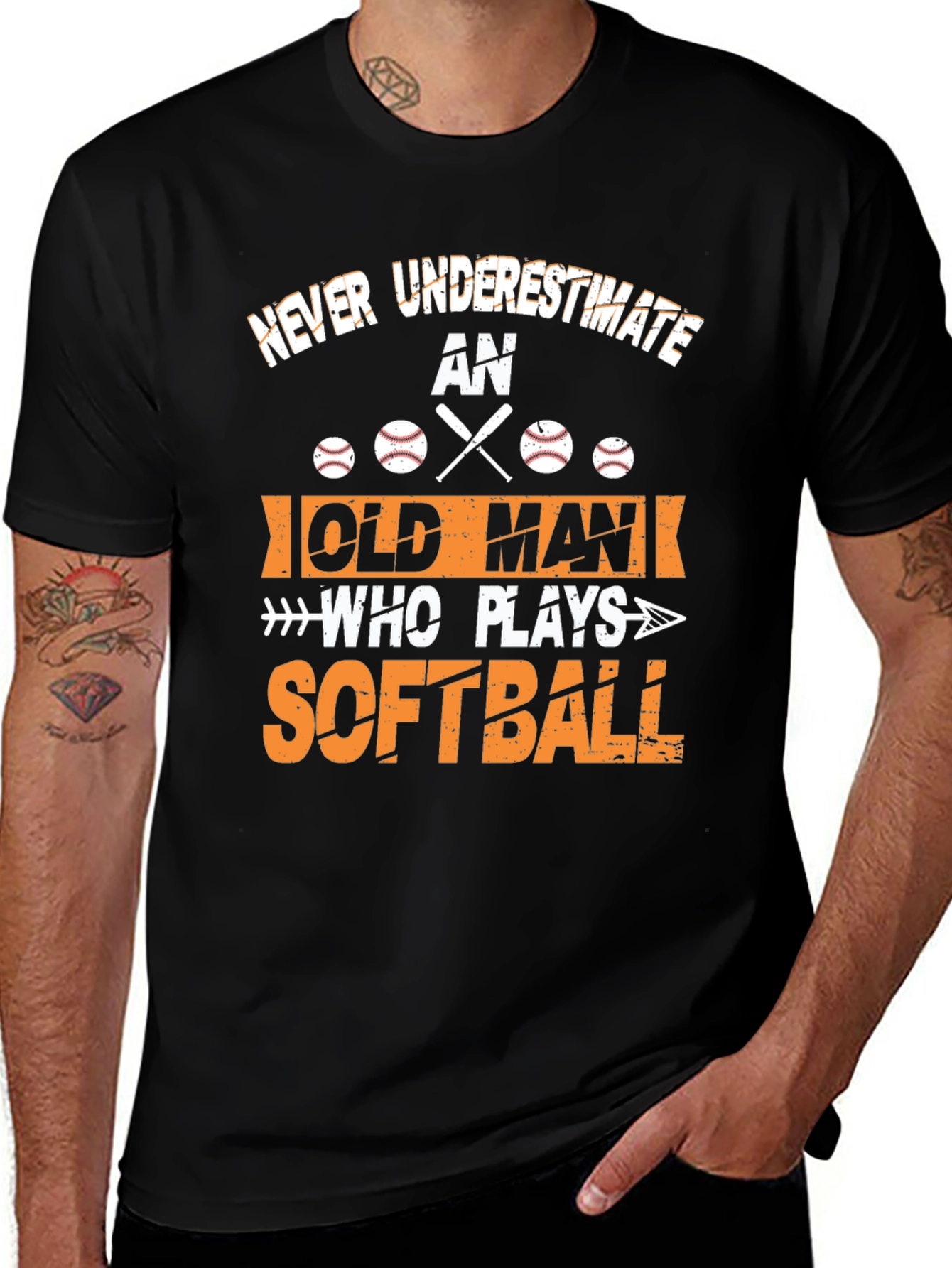 Variant 2 of Never Underestimate Old Man Softball T-Shirt