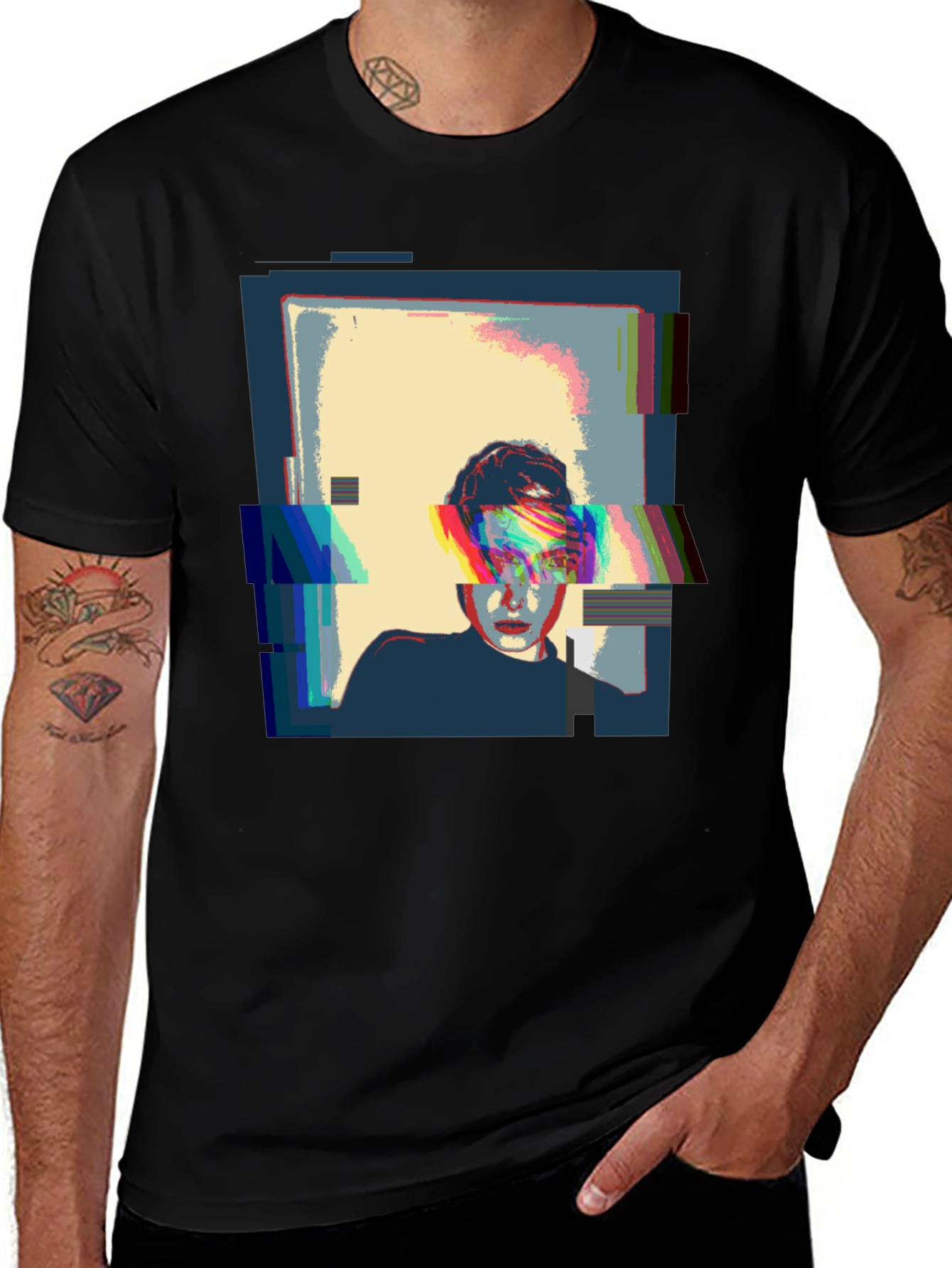 Variant 26 of Glitch Art Black T-Shirt - Modern Graphic Tee