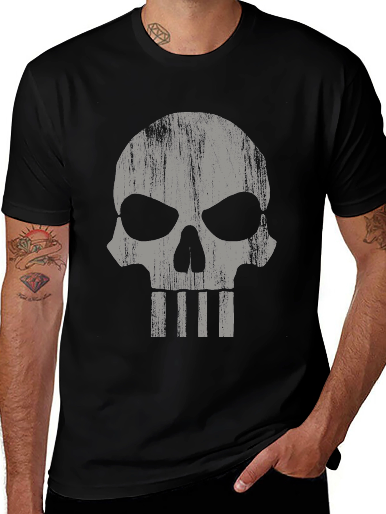 Variant 27 of Distressed Skull Graphic Print T-Shirt