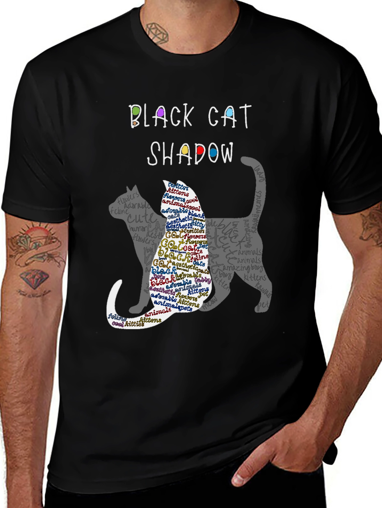 Black Black Cat Shadow Graphic T-Shirt main image