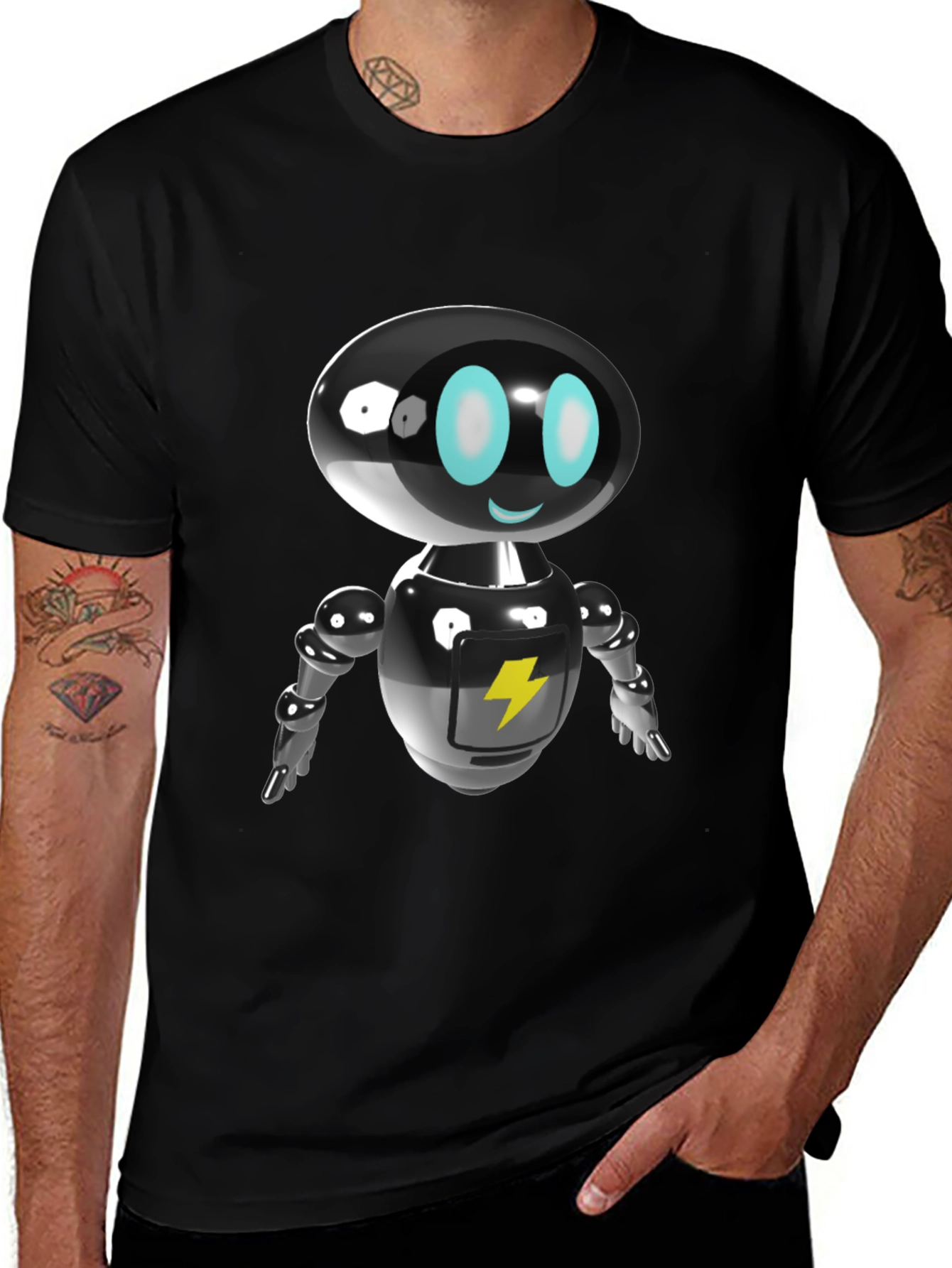 Variant 6 of Robot Graphic T-Shirt - Black