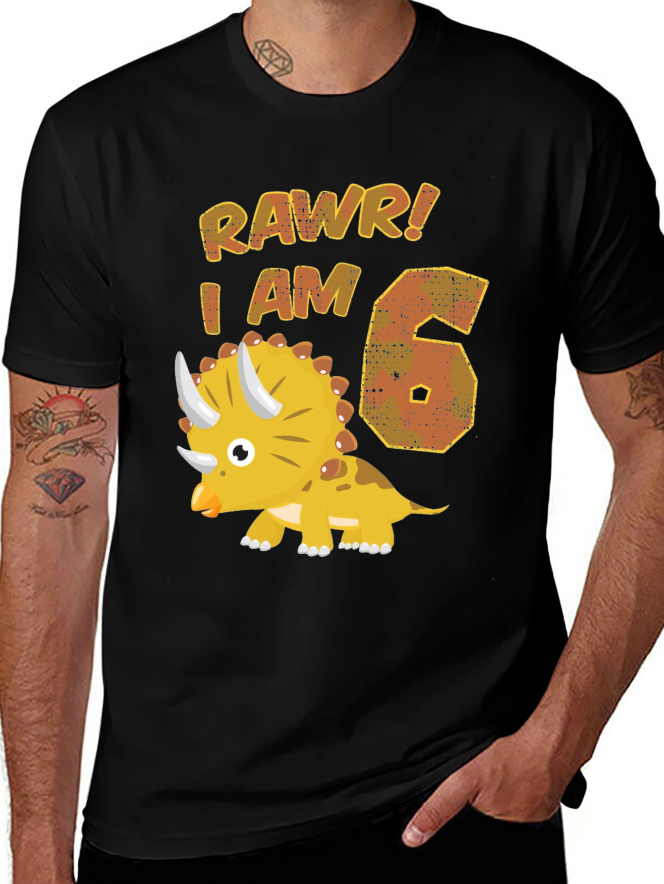Dinosaur Birthday T-Shirt - "Rawr I am 6" 