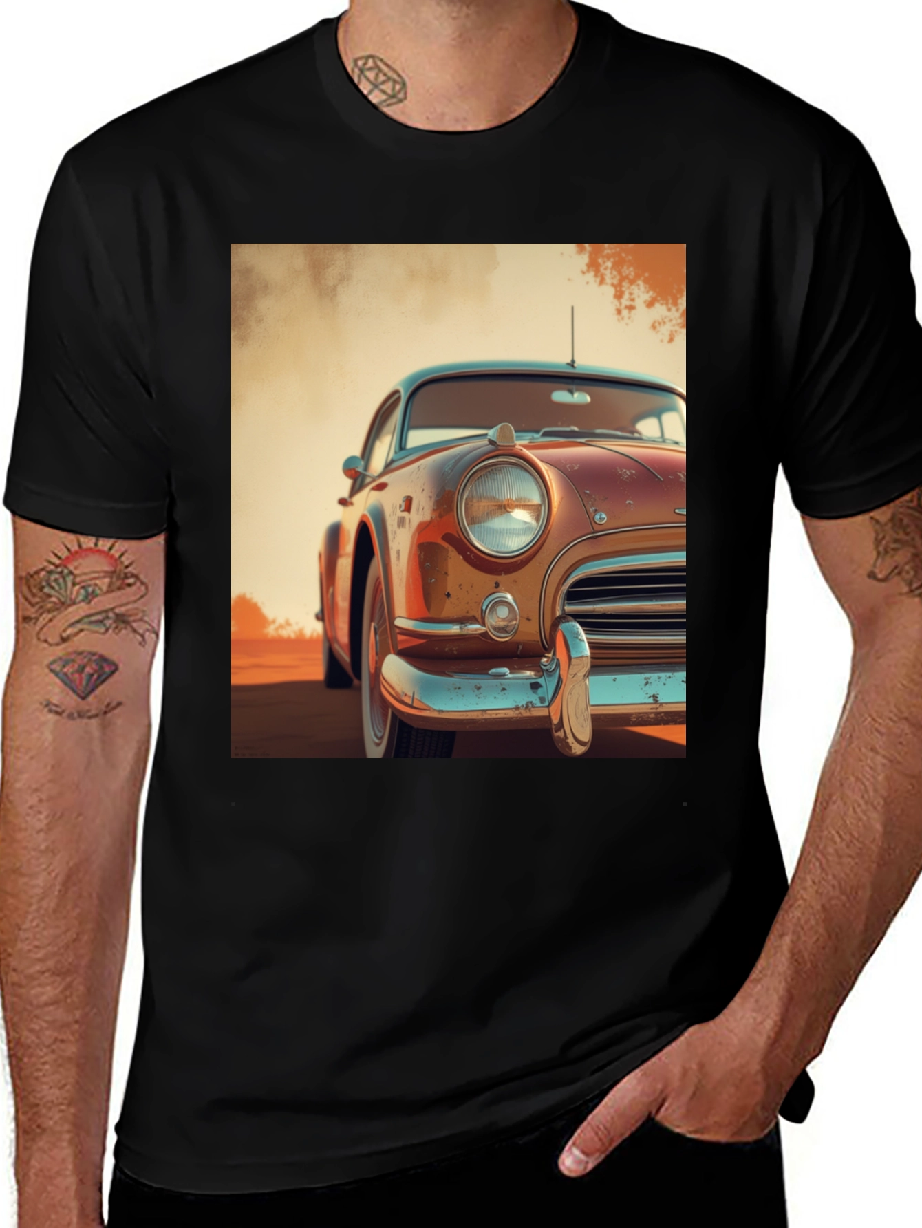 Retro Car Graphic Tee - Classic Auto Lover Shirt