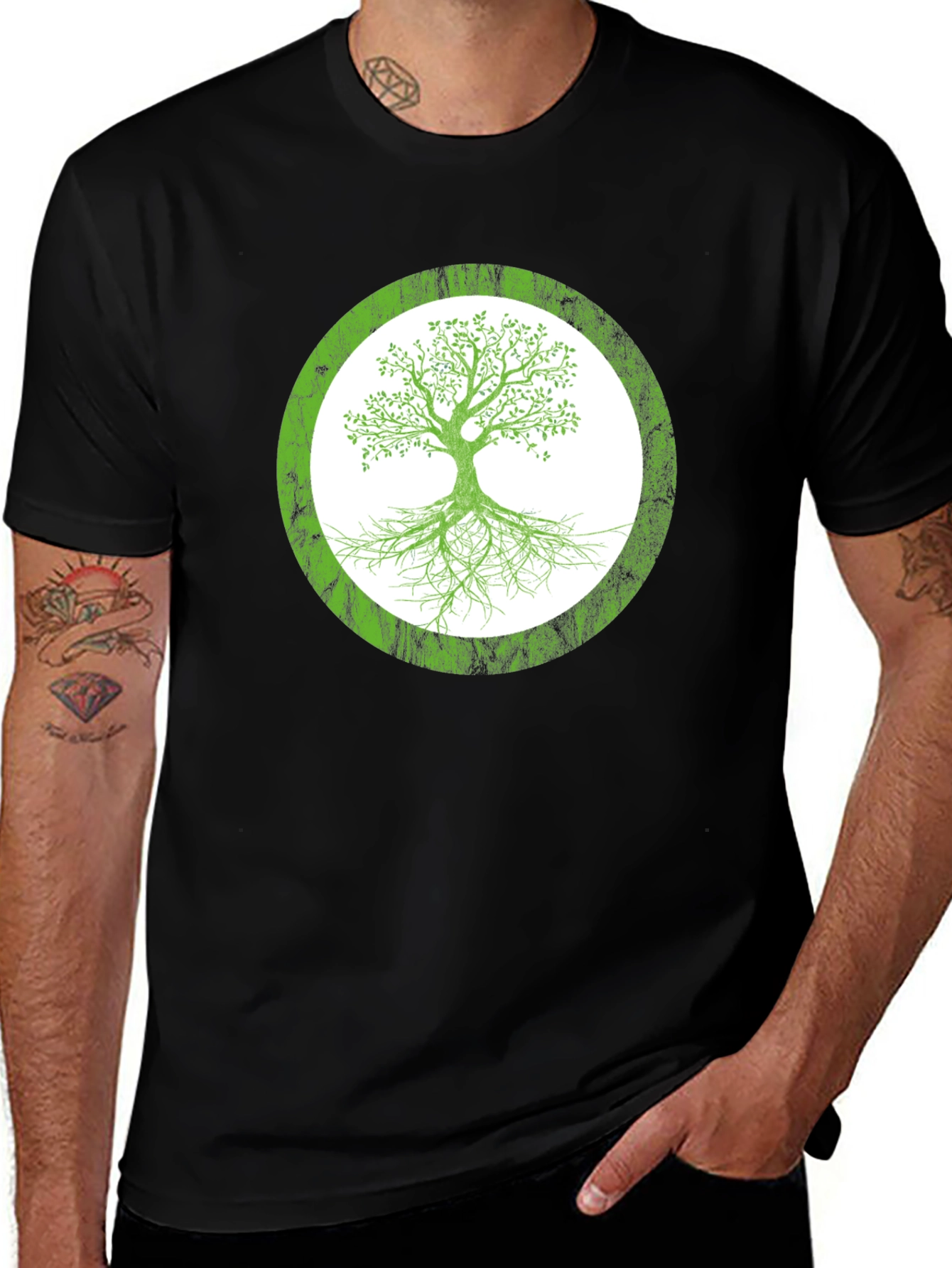 Variant 12 of Green Tree of Life Graphic T-Shirt - Black