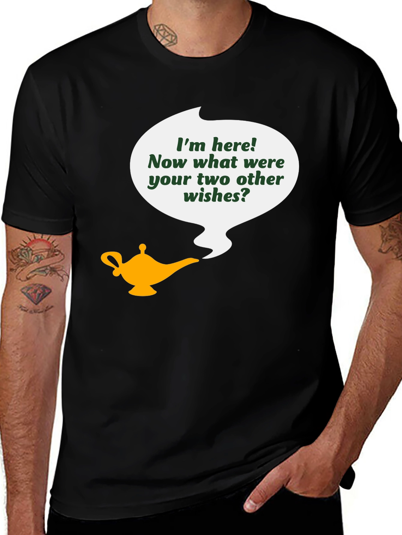 Variant 12 of Genie Lamp Wish T-Shirt - Black