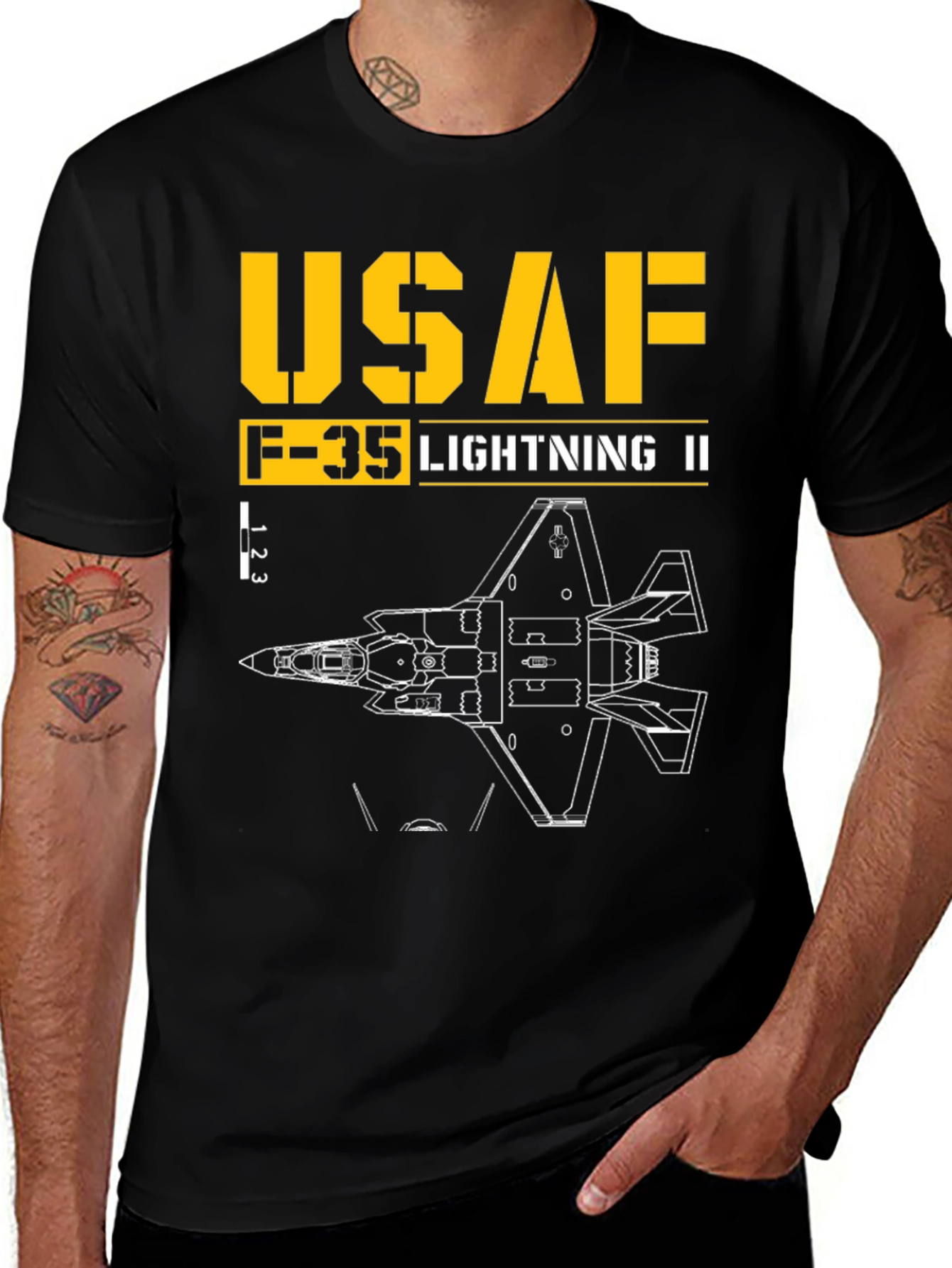 Variant 23 of USAF F-35 Lightning II Blueprint T-Shirt