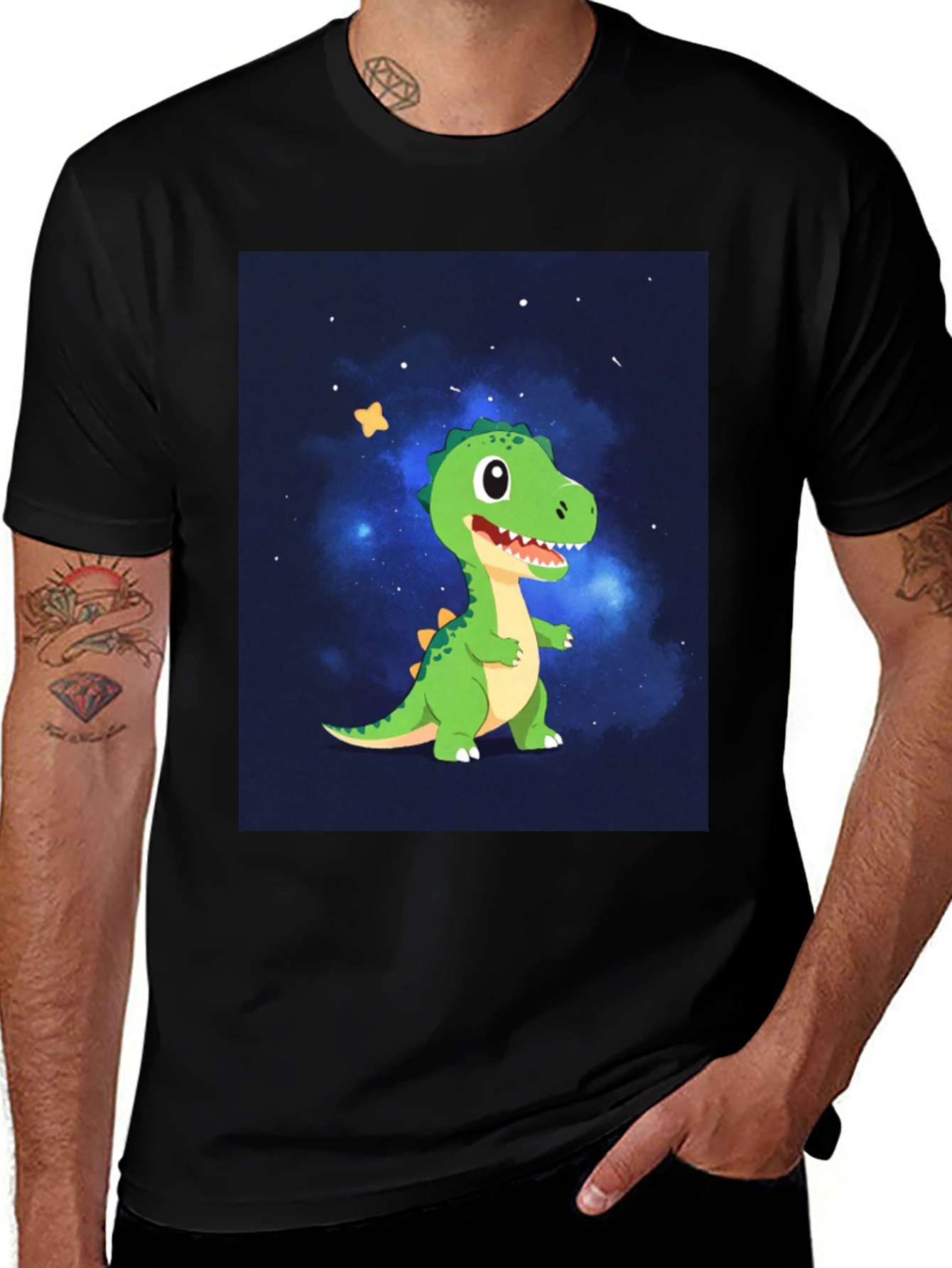 Variant 11 of Dino Galaxy Black T-Shirt