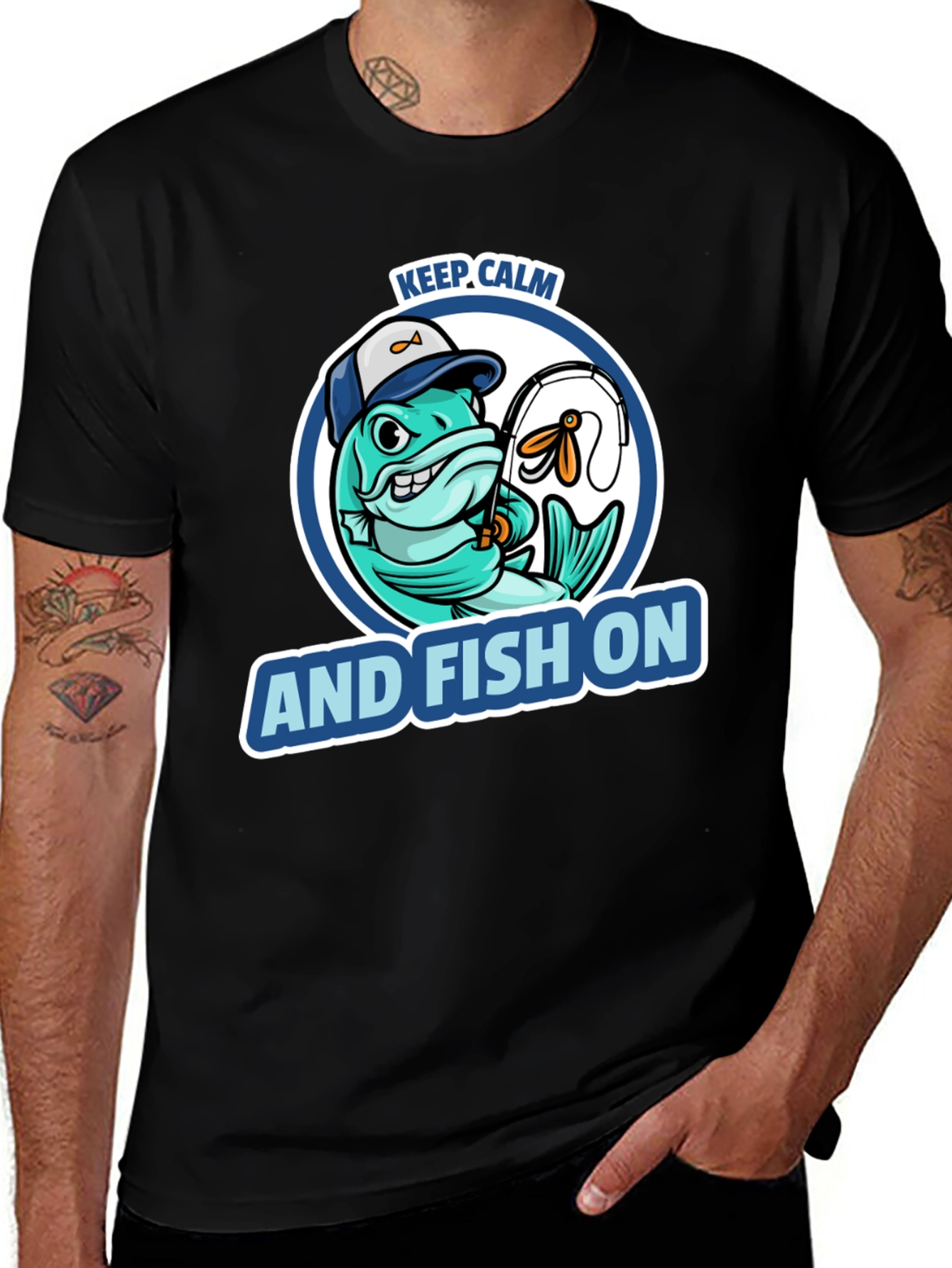 Variant 19 of Keep Calm And Fish On T-Shirt - Fishing Lover's Tee