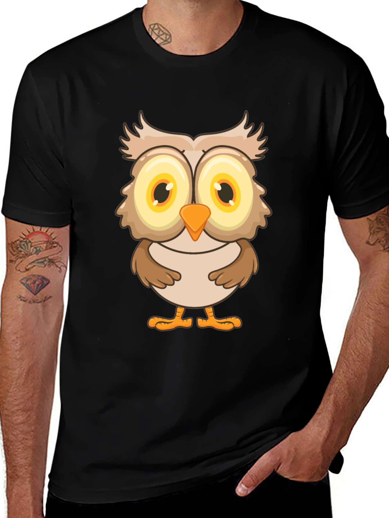 Variant 18 of Owl Graphic Print T-Shirt - Black Cotton Tee