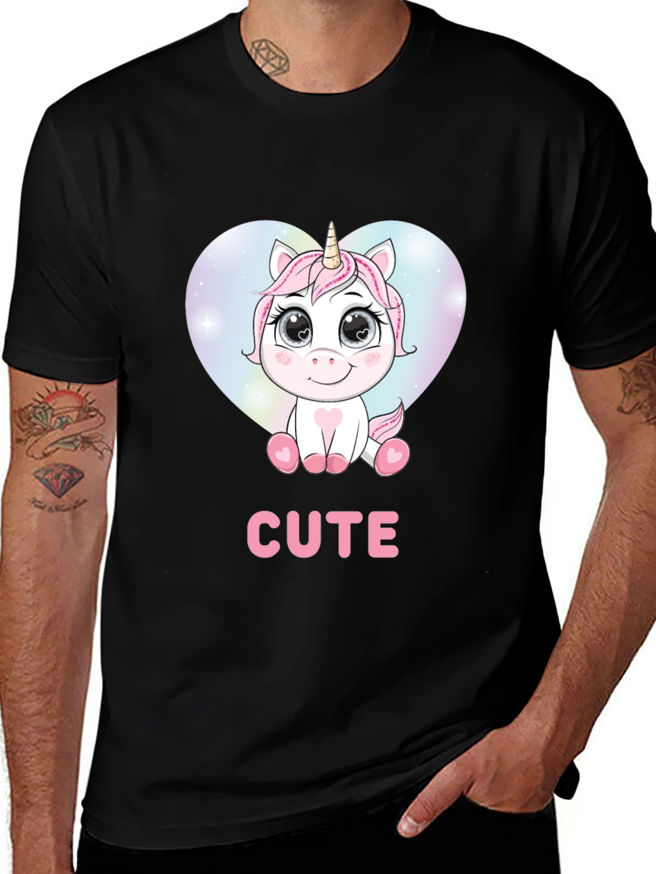 Variant 6 of Cute Unicorn Graphic T-Shirt - Black