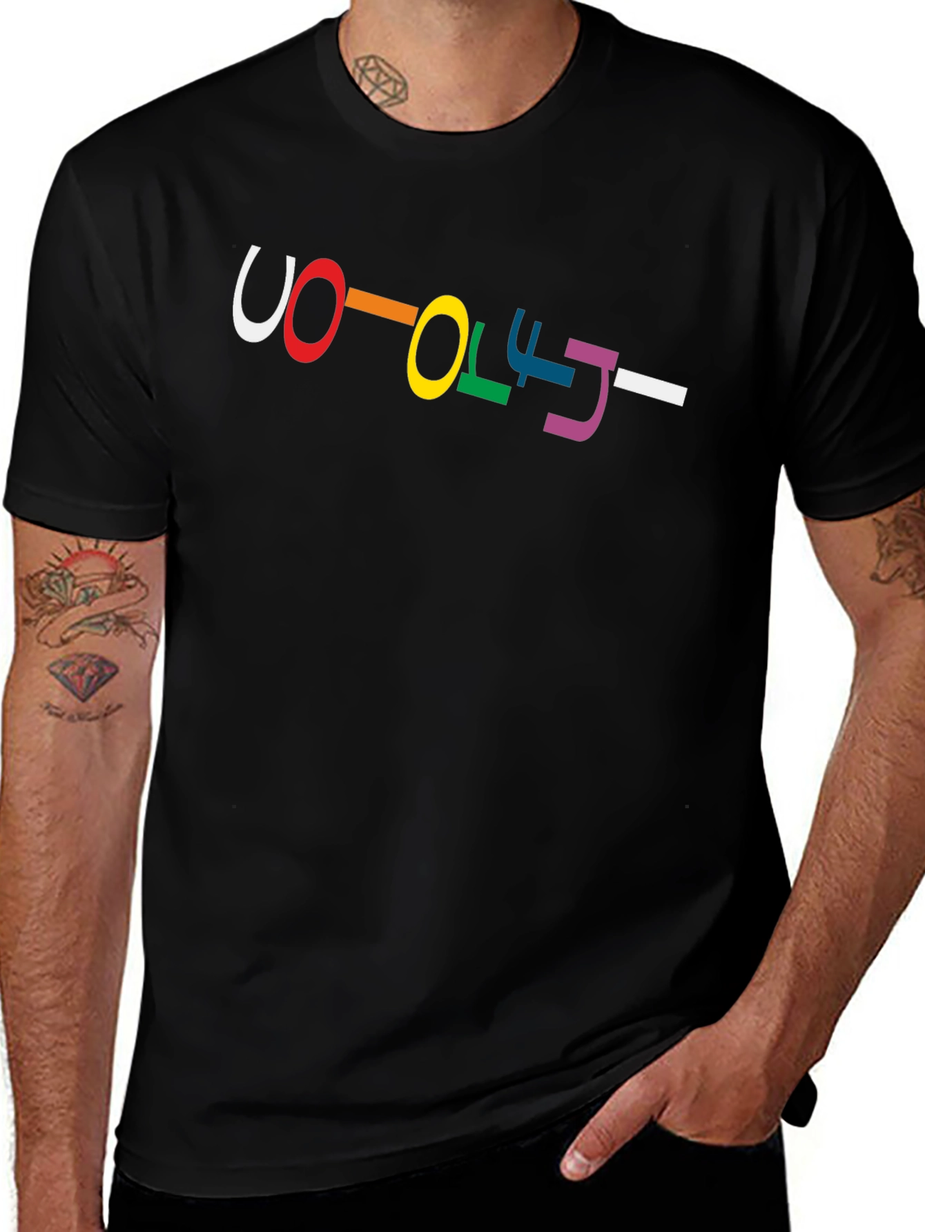 Variant 4 of Colorful OOLY Graphic Black T-Shirt