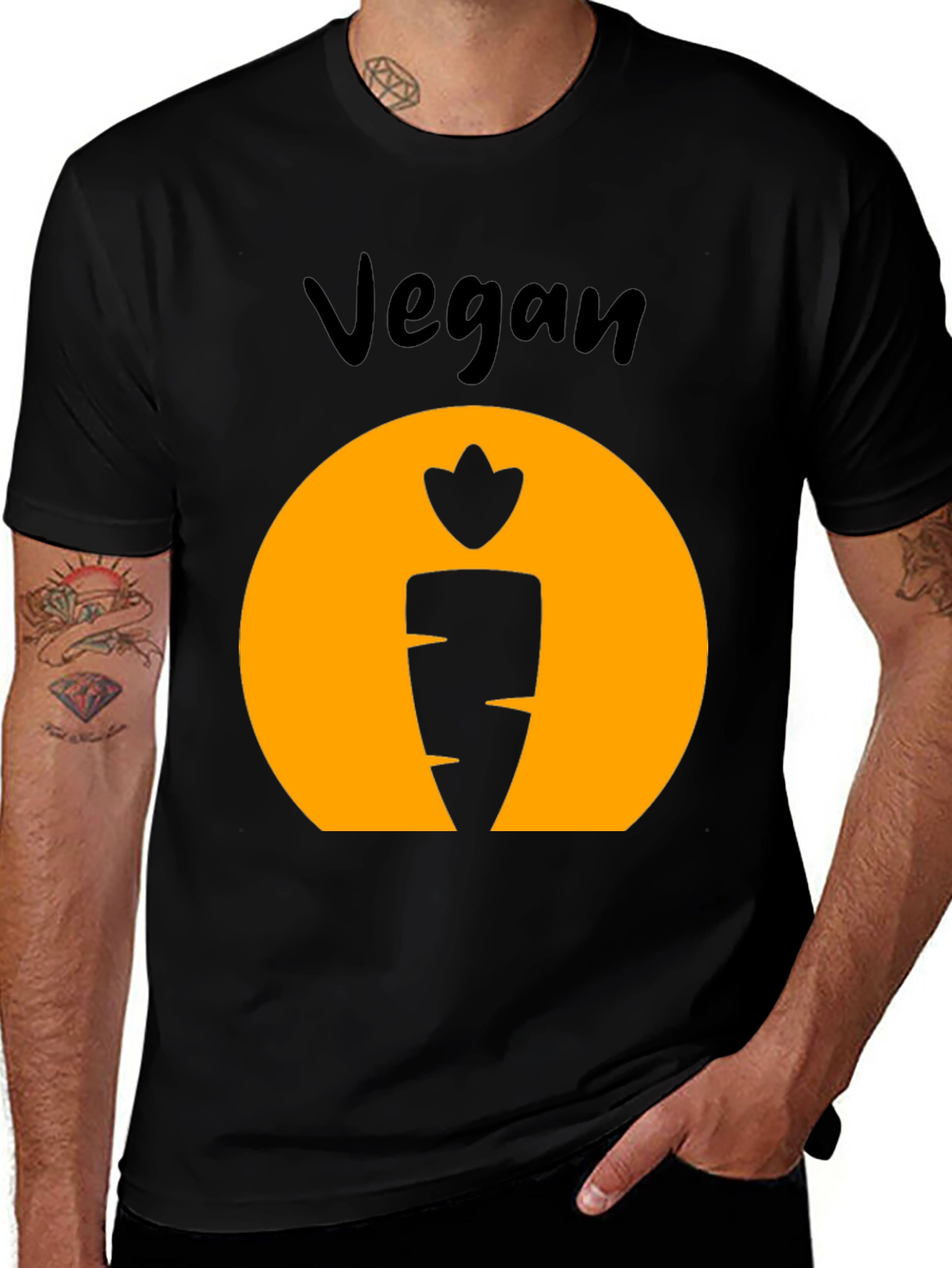 Variant 24 of Vegan Carrot Graphic Tee - Black