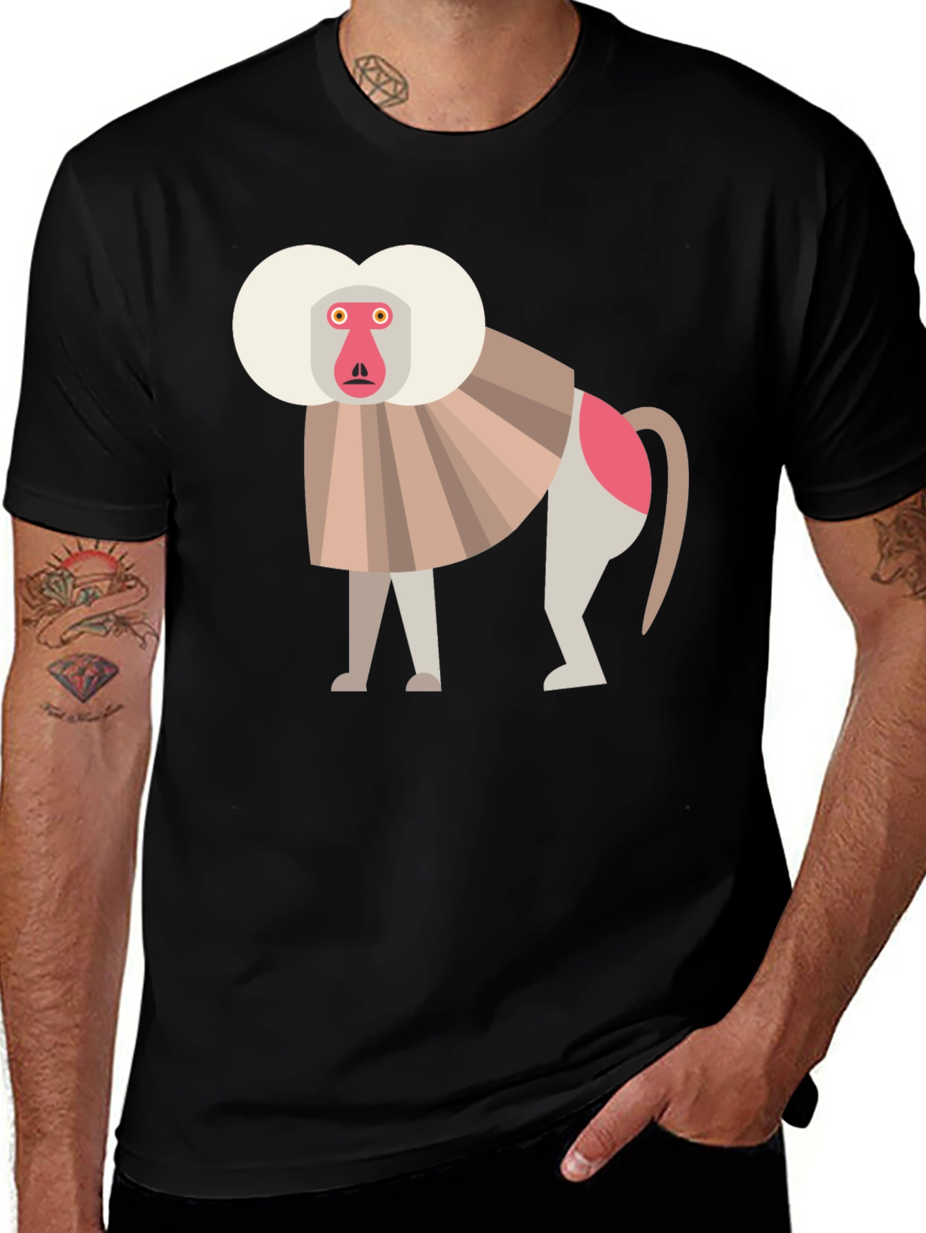 Variant 2 of Geometric Mandrill Graphic Tee - Unique Monkey Design